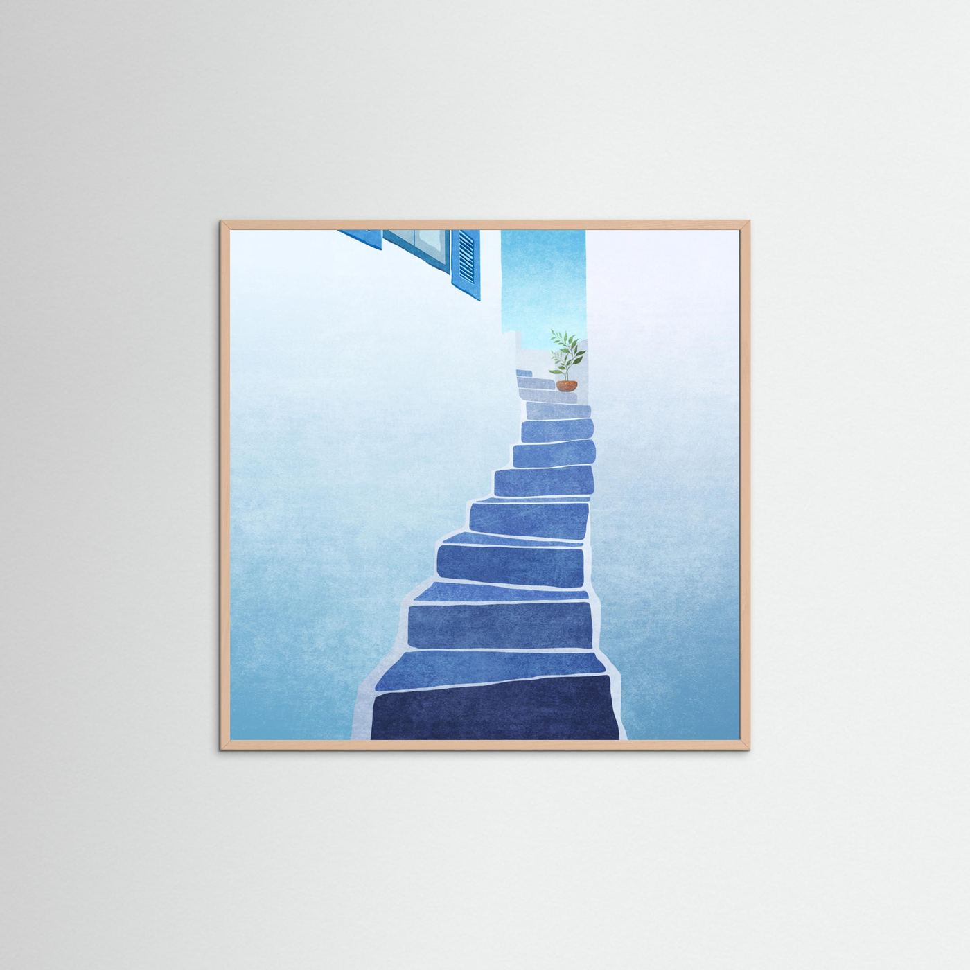 Greece Stairs by Emel Tunaboylu Fine Art Paper