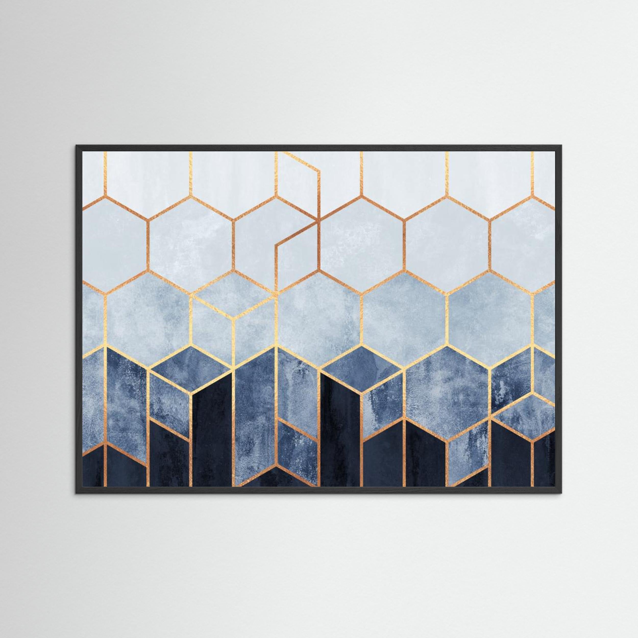 Soft Blue Hexagons by Elisabeth Fredriksson Fine Art Paper