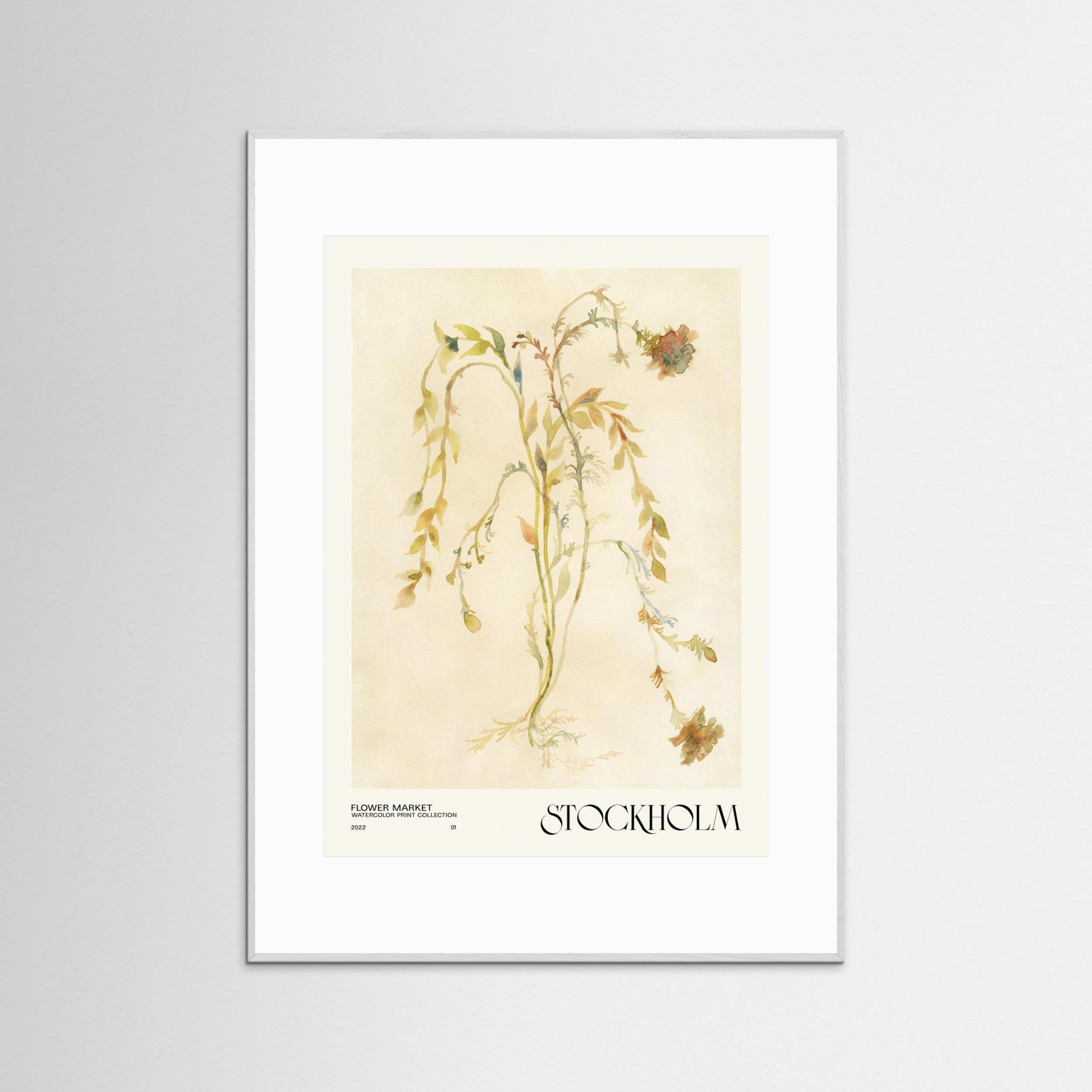Watercolor print collection. Flower market - Stockholm by Nktn Fine Art Paper