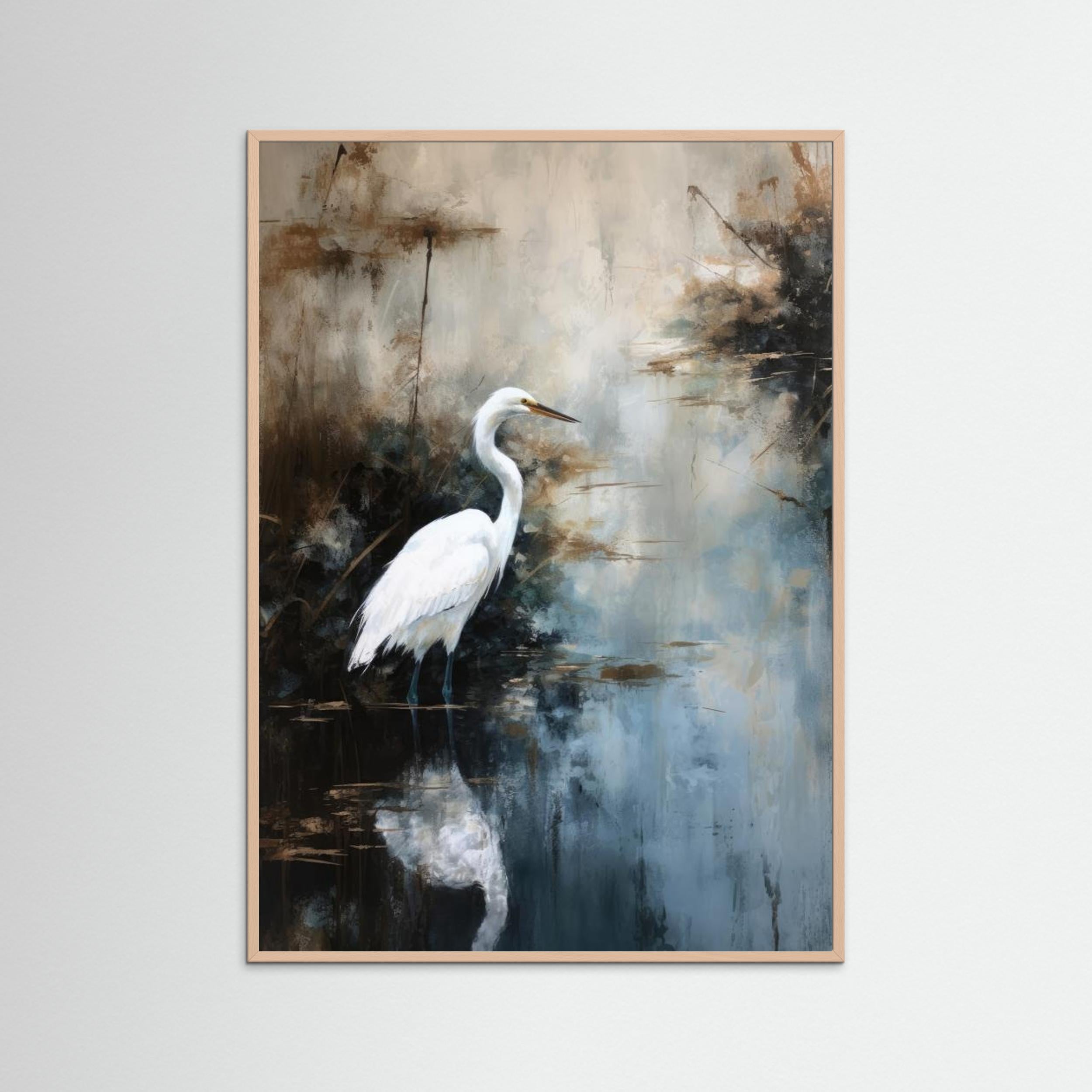 Egret in Lake by Treechild Fine Art Paper