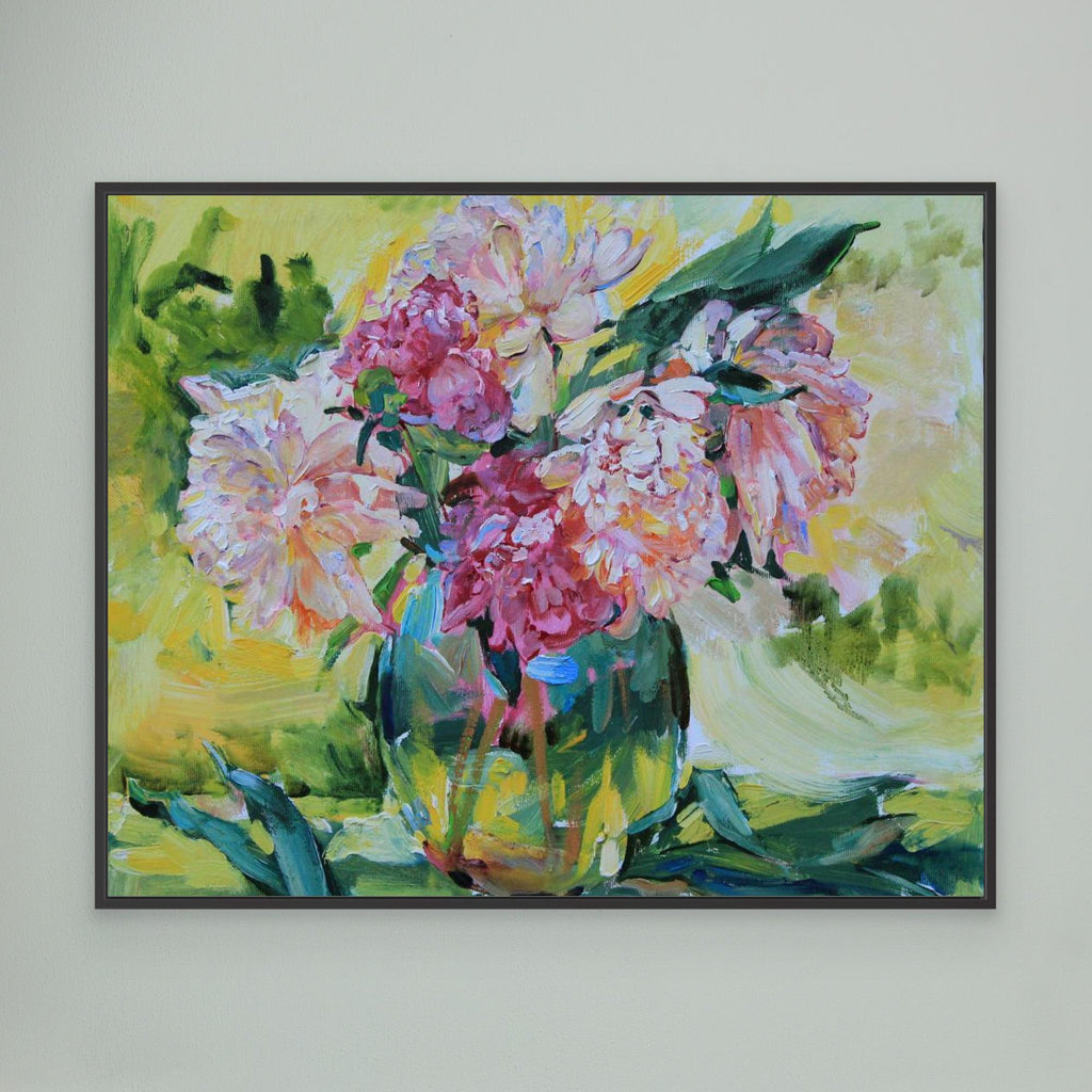 Peonies in a vase by Andrii Kutsachenko Canvas