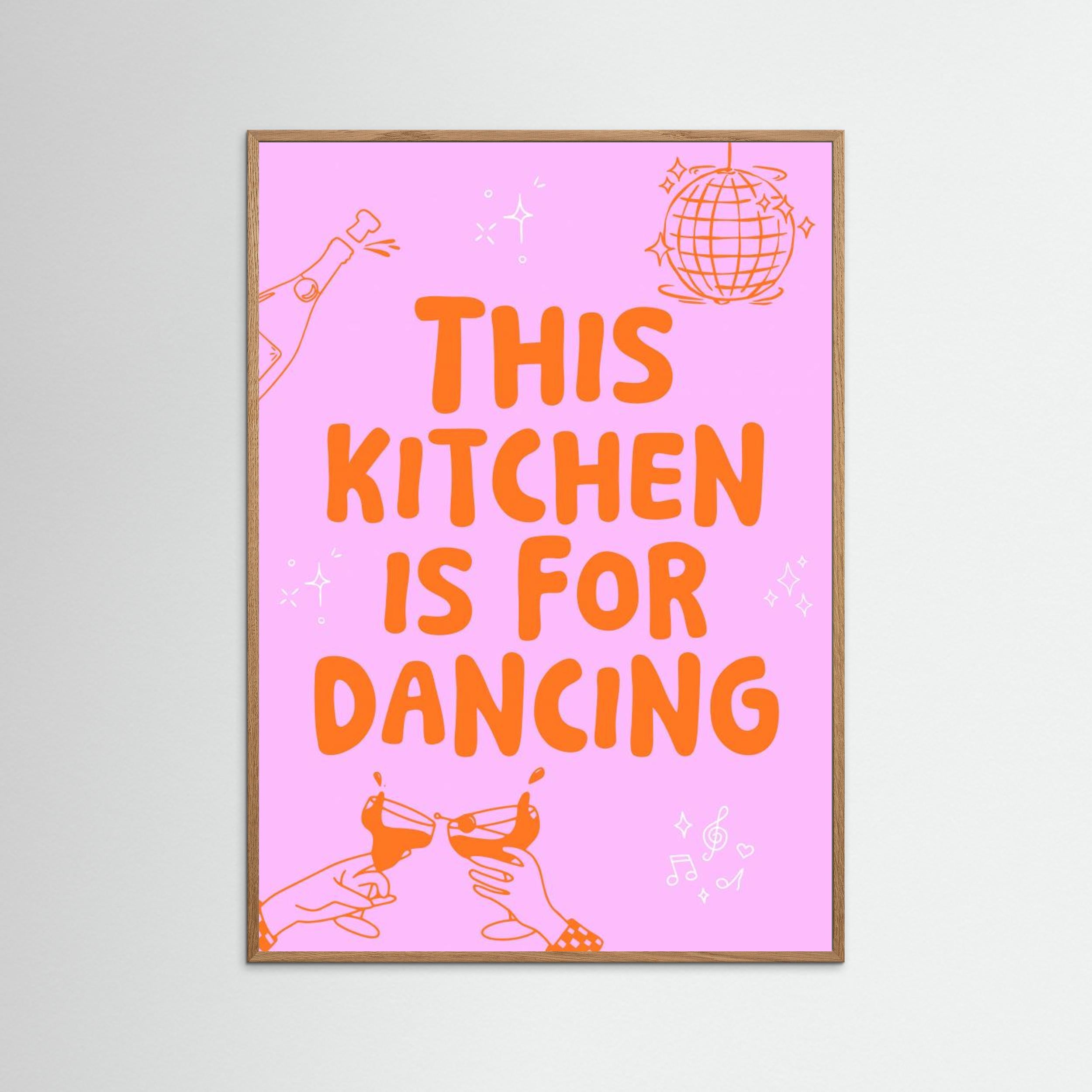 This kitchen is for dancing - pink/orange by Ohkimiko Fine Art Paper 