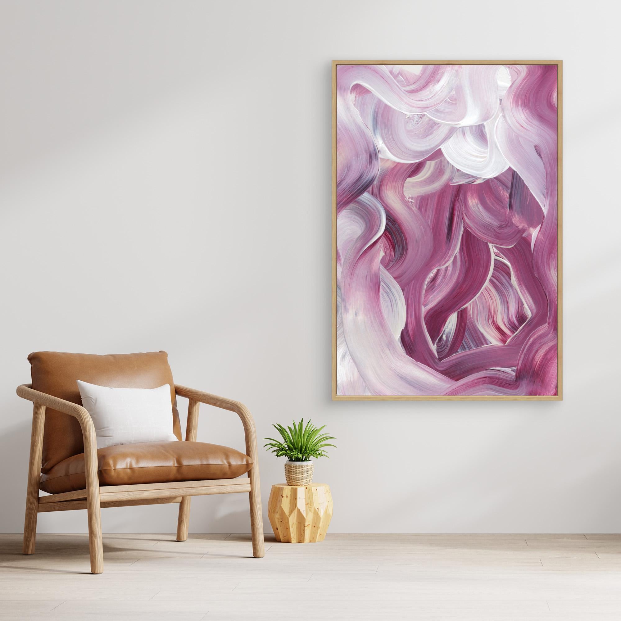 Expressive Pink and White Brushstrokes by Uplusmestudio