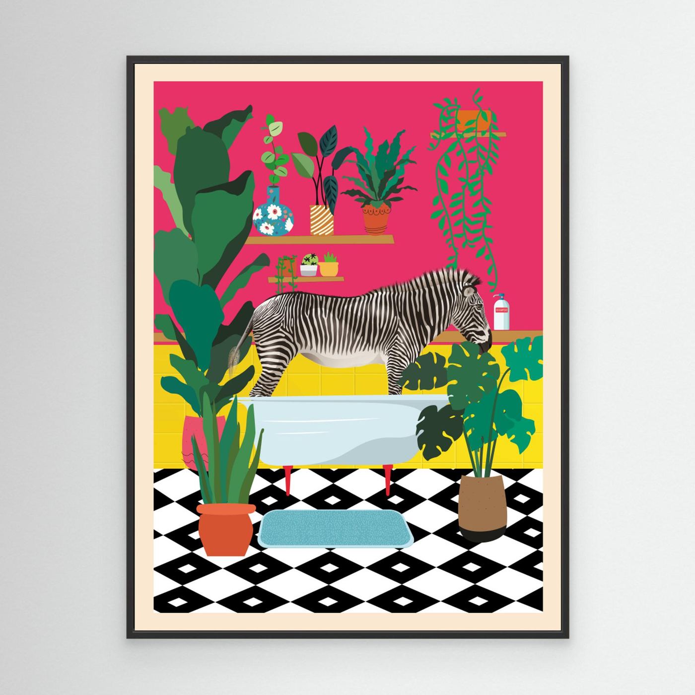 Zebra Bathtime by Wall Chart Art Studio Canvas
