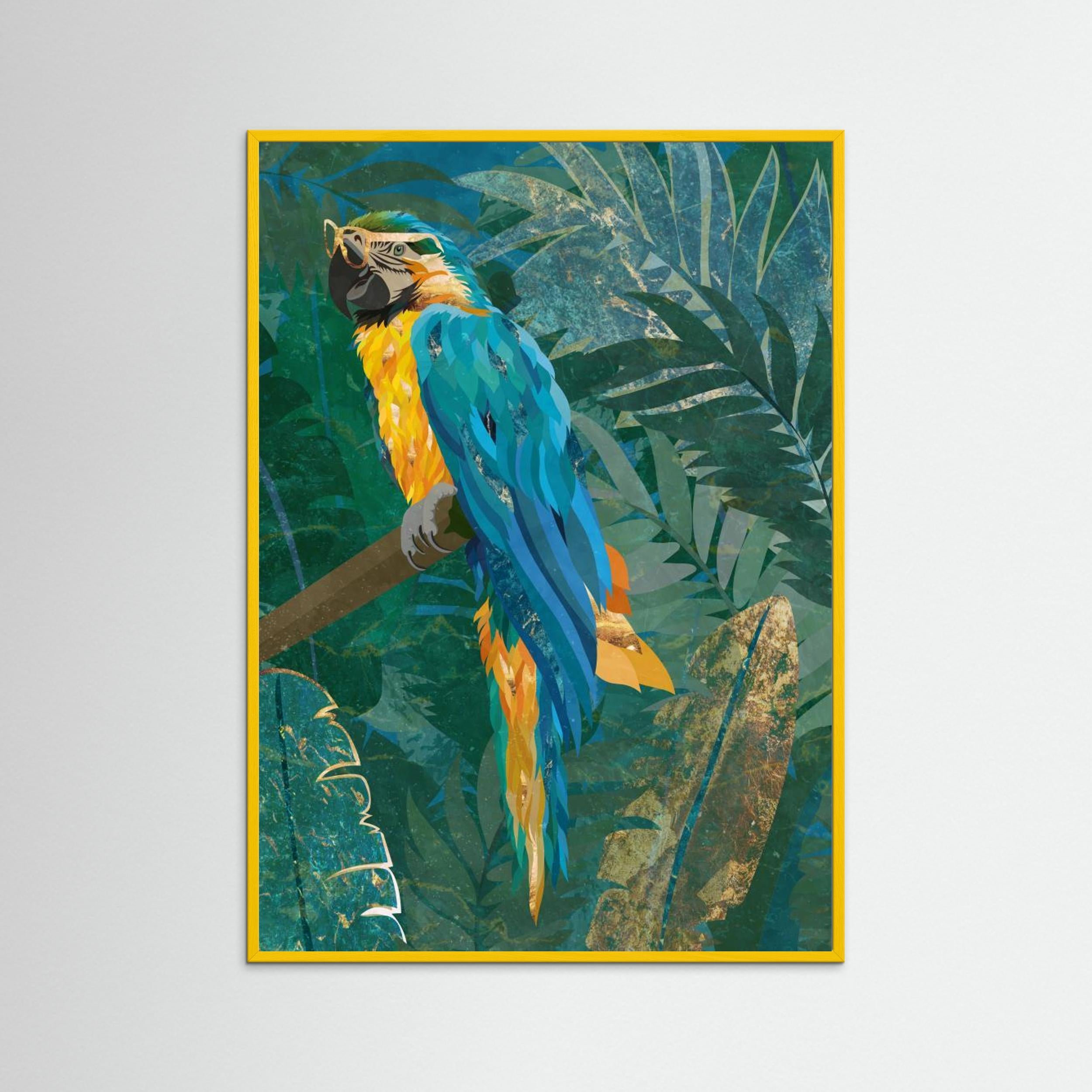 Blue parrot in the rainforest by Sarah Manovski Fine Art Paper