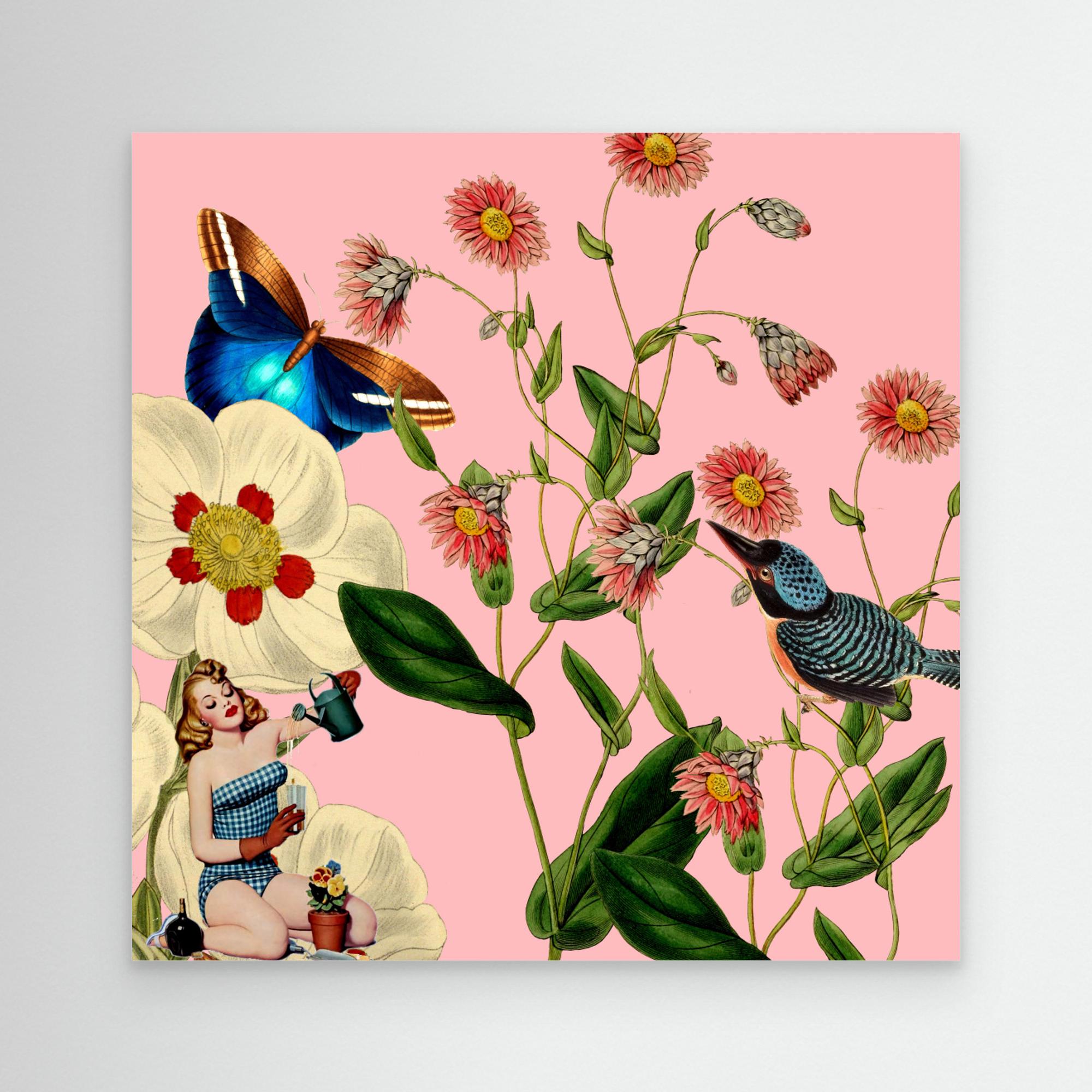 Big Flower Dream Pink - Collage by Susana Costa Canvas