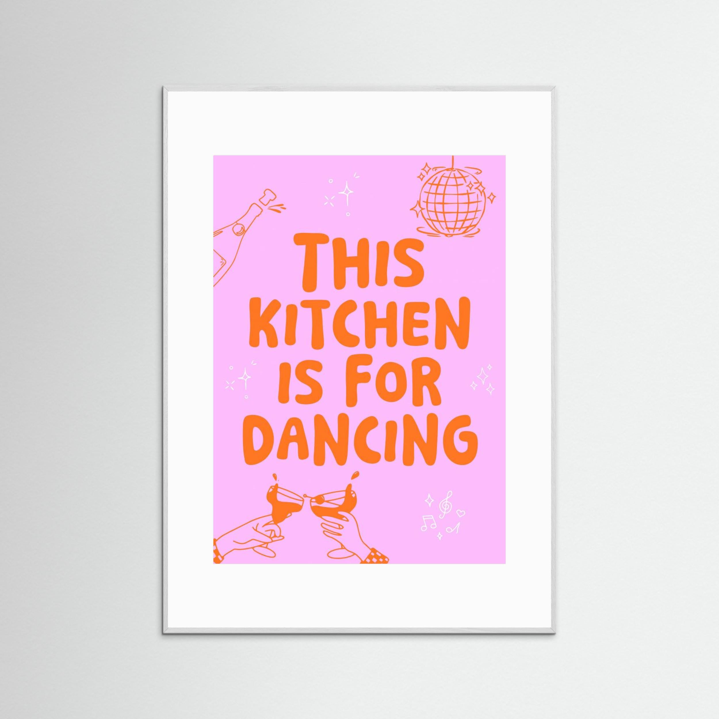 This kitchen is for dancing - pink/orange by Ohkimiko Fine Art Paper 