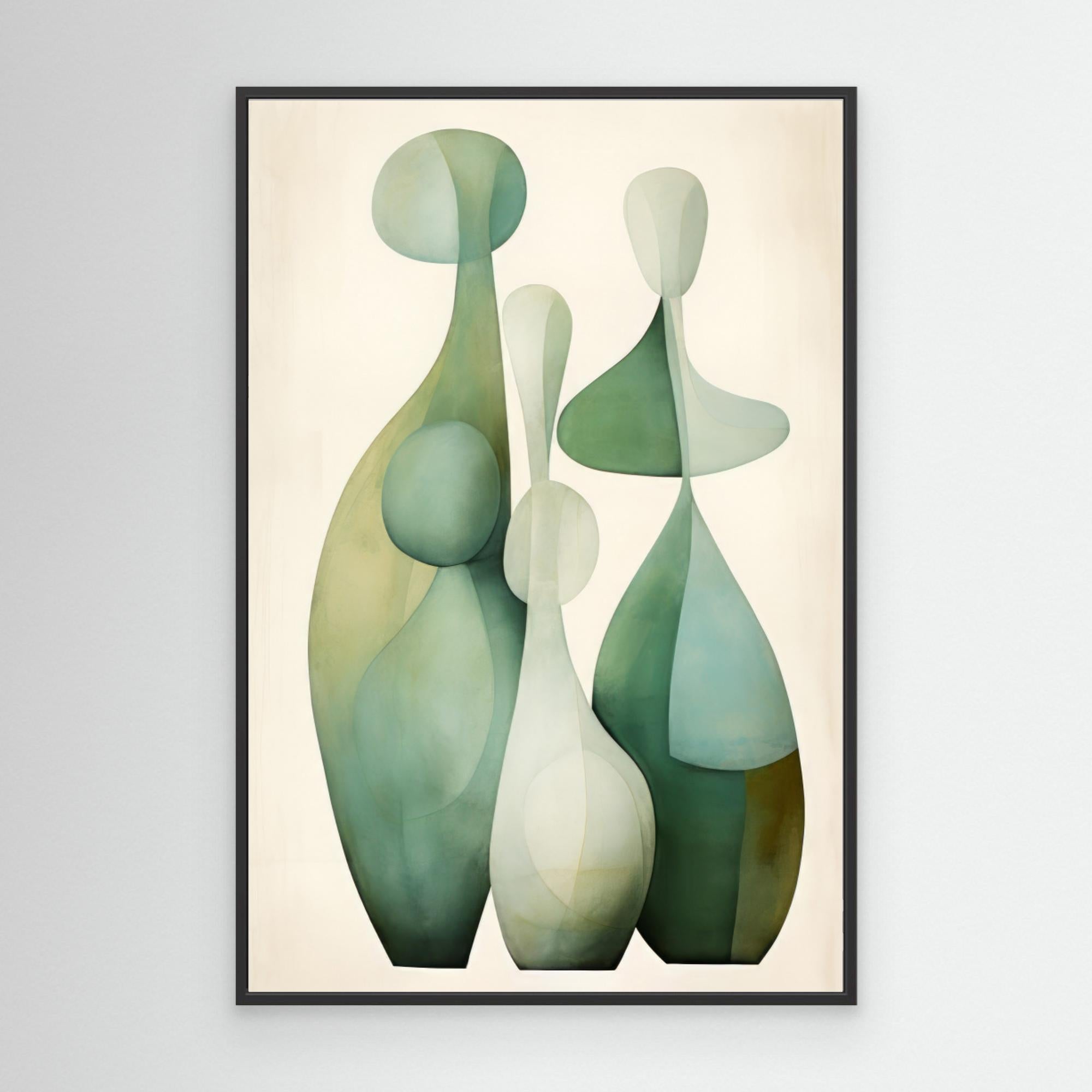 Green Beige Geo 5 by Bilge Paksoylu Canvas