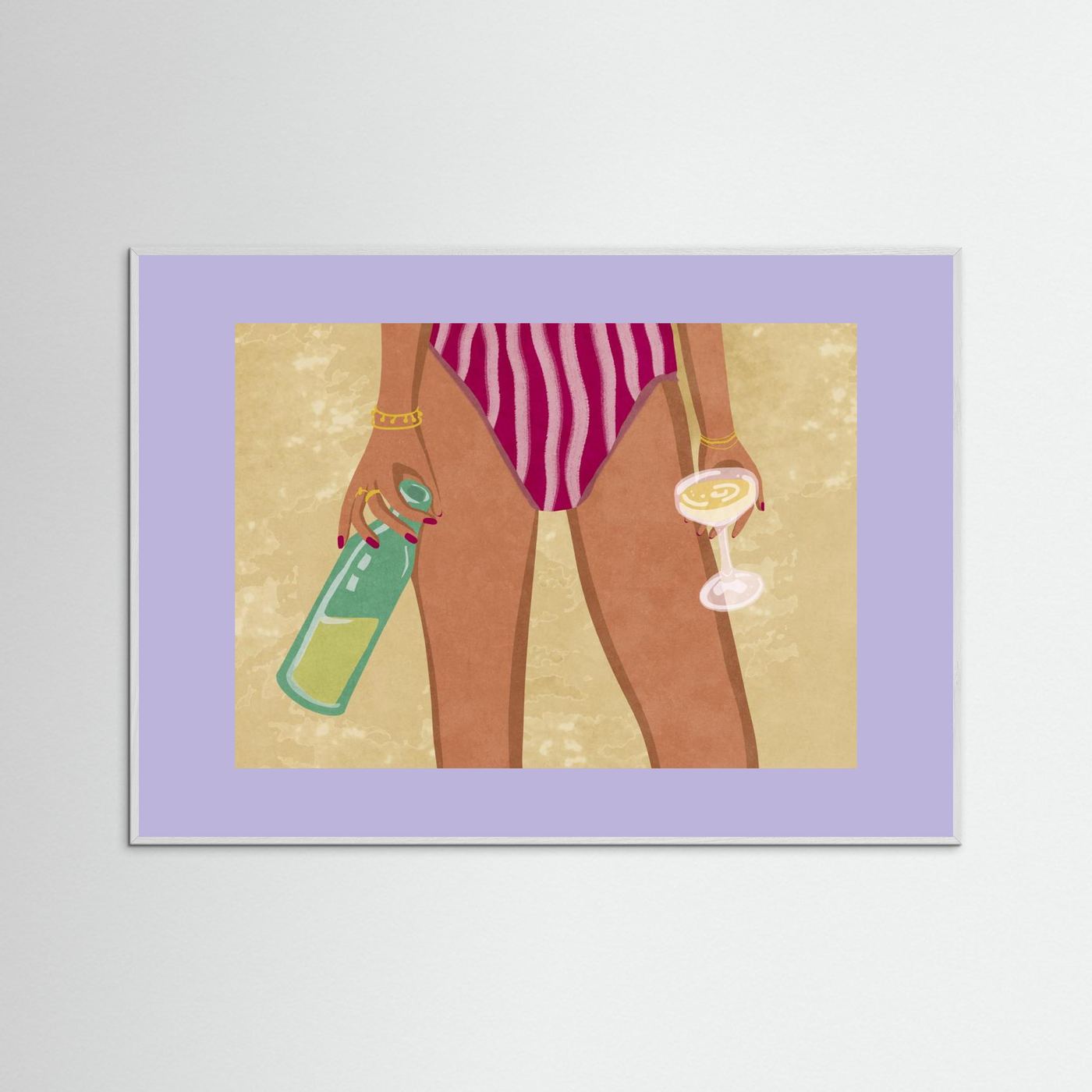Girl with wine at the beach by Raissa Oltmanns Fine Art Paper 