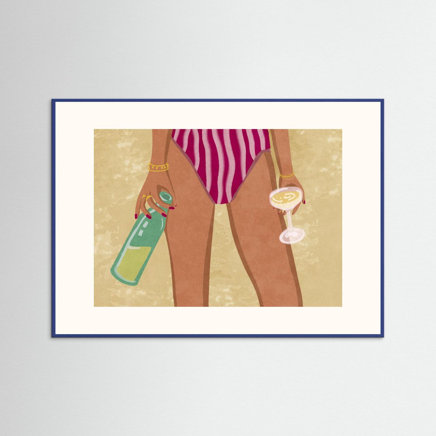 Girl with wine at the beach by Raissa Oltmanns Fine Art Paper 