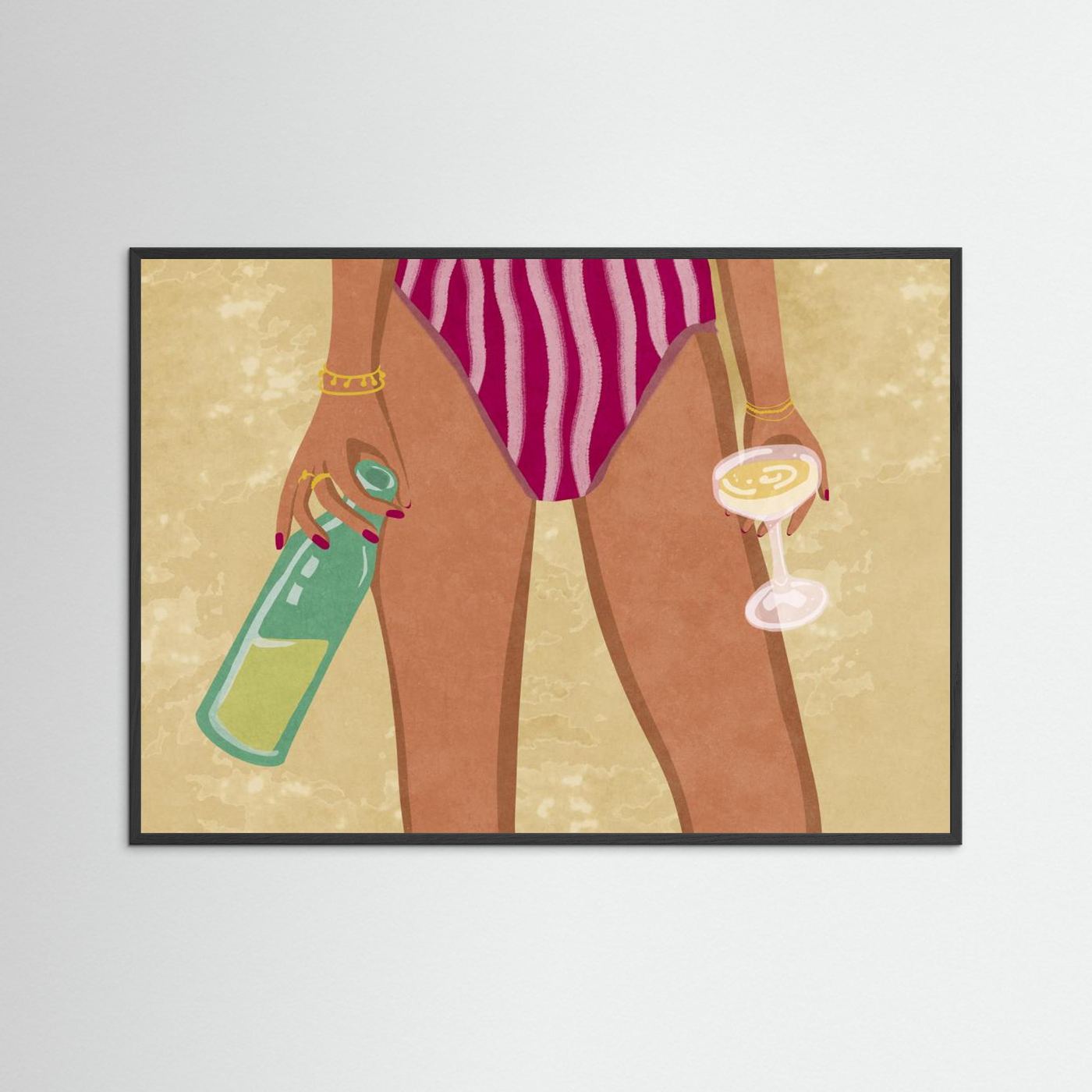 Girl with wine at the beach by Raissa Oltmanns Fine Art Paper 