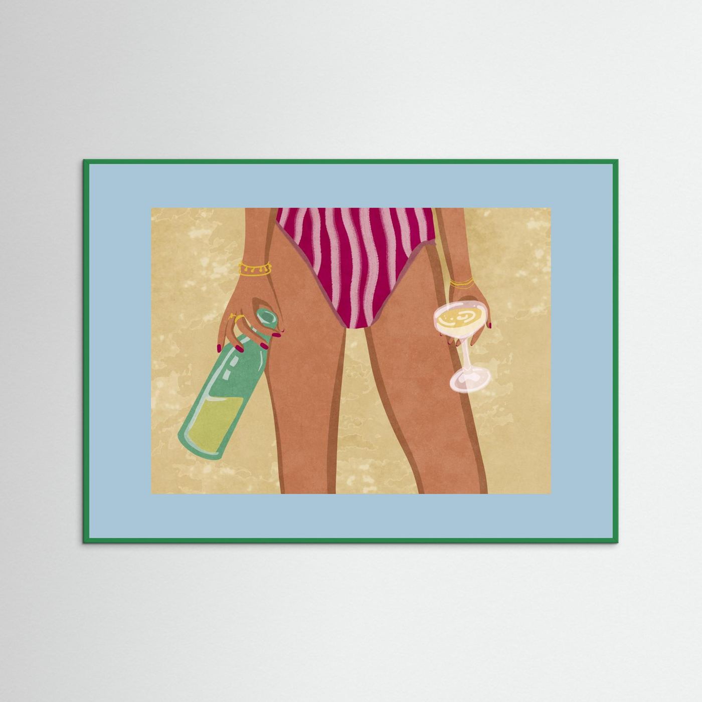 Girl with wine at the beach by Raissa Oltmanns Fine Art Paper 