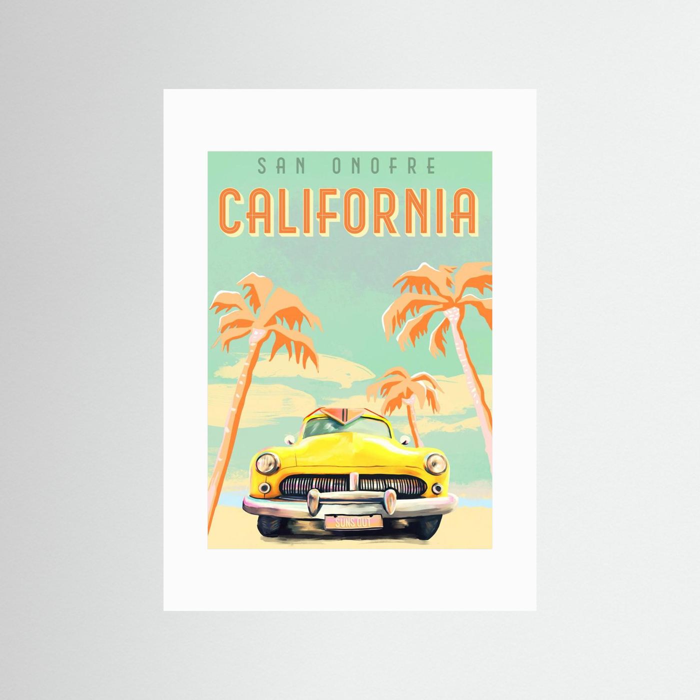 California Surf Poster by The Whiskey Ginger Fine Art Paper