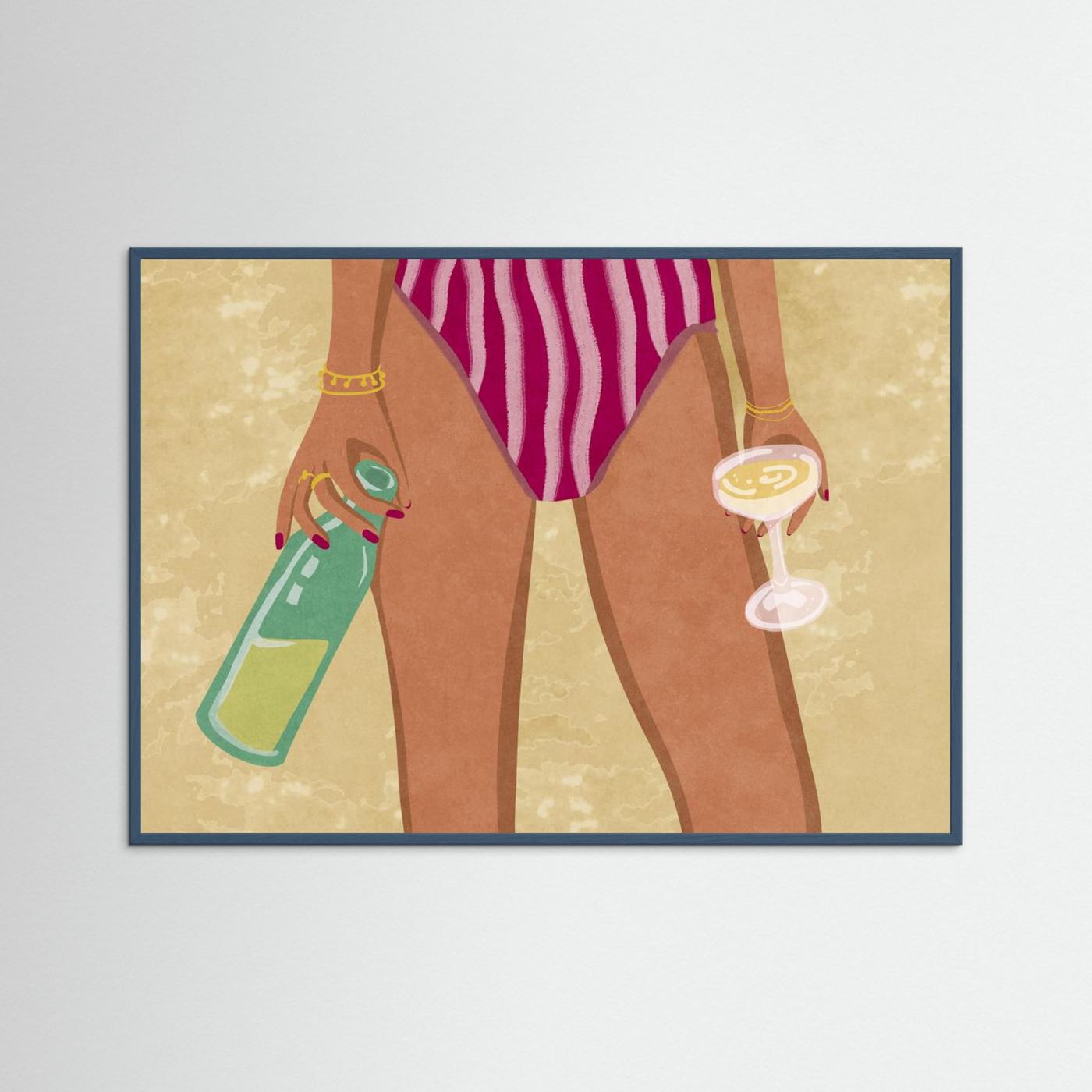 Girl with wine at the beach by Raissa Oltmanns Fine Art Paper 
