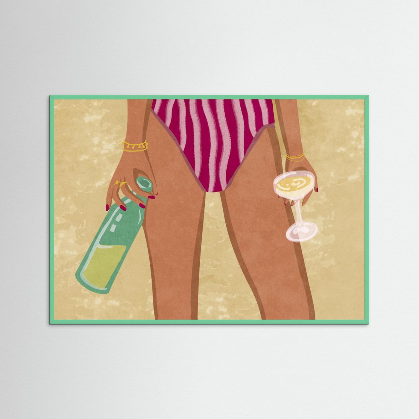 Girl with wine at the beach by Raissa Oltmanns Fine Art Paper 
