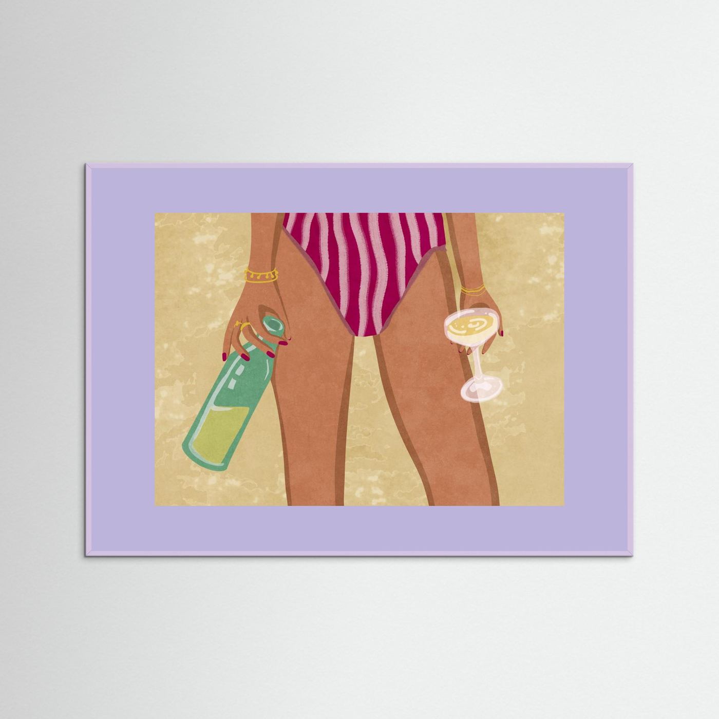 Girl with wine at the beach by Raissa Oltmanns Fine Art Paper 