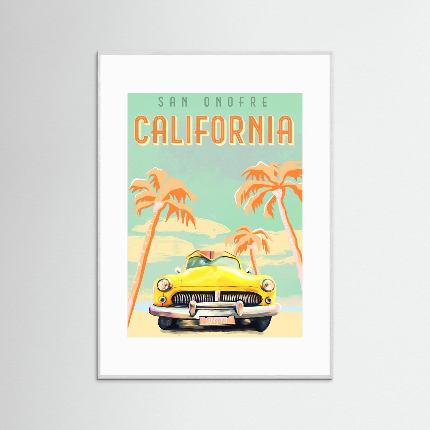California Surf Poster by The Whiskey Ginger Fine Art Paper
