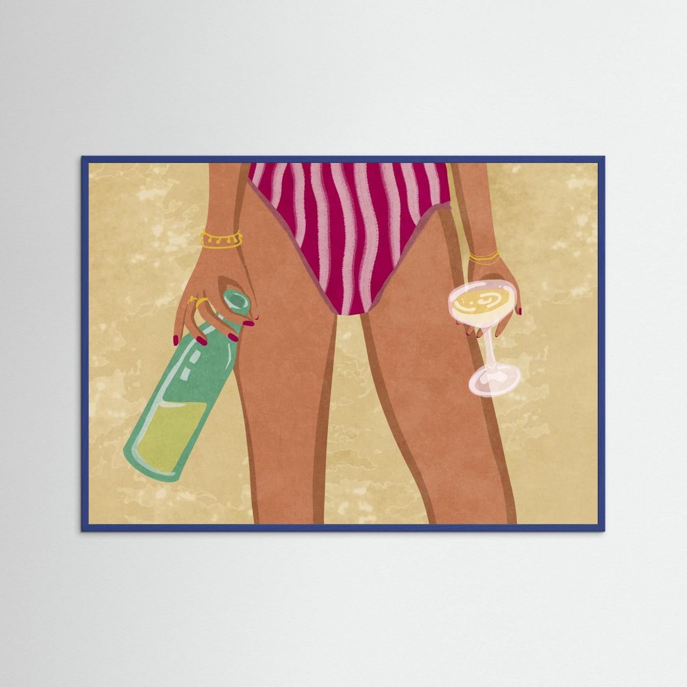 Girl with wine at the beach by Raissa Oltmanns Fine Art Paper 