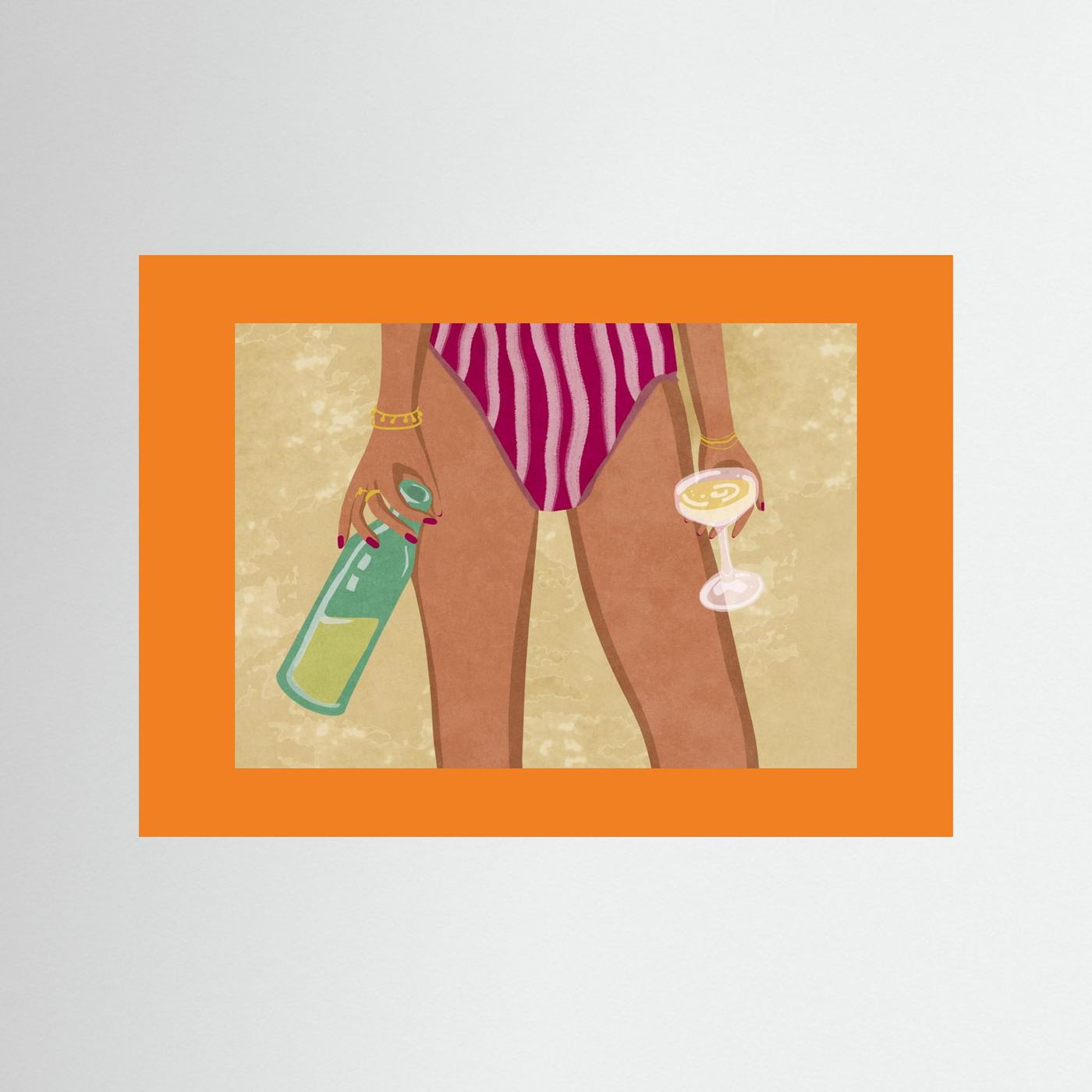 Girl with wine at the beach by Raissa Oltmanns Fine Art Paper 