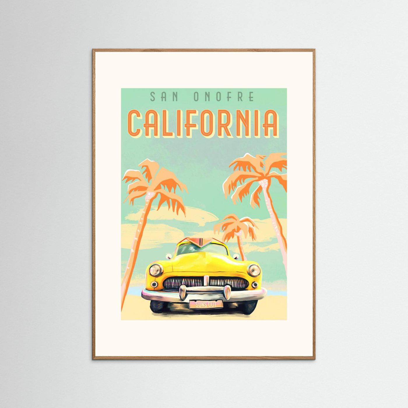 California Surf Poster by The Whiskey Ginger Fine Art Paper