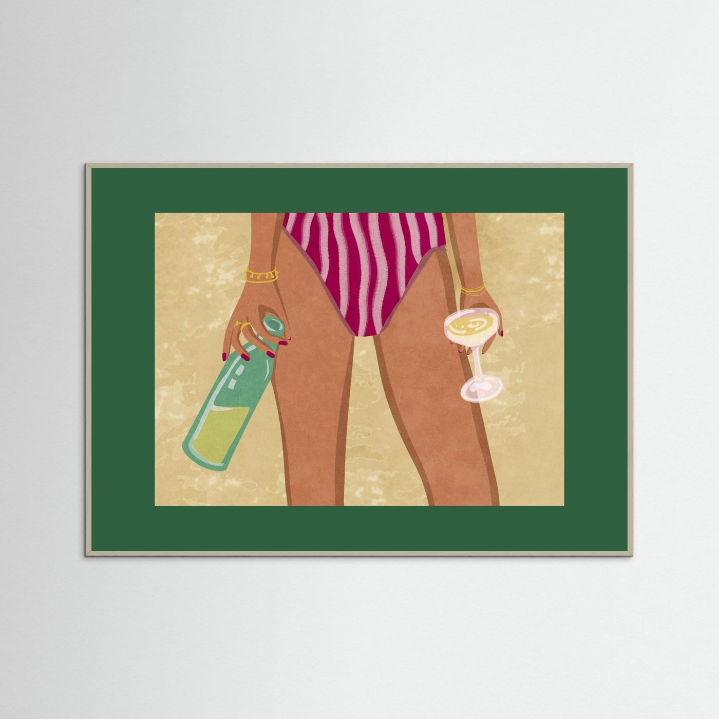 Girl with wine at the beach by Raissa Oltmanns Fine Art Paper 