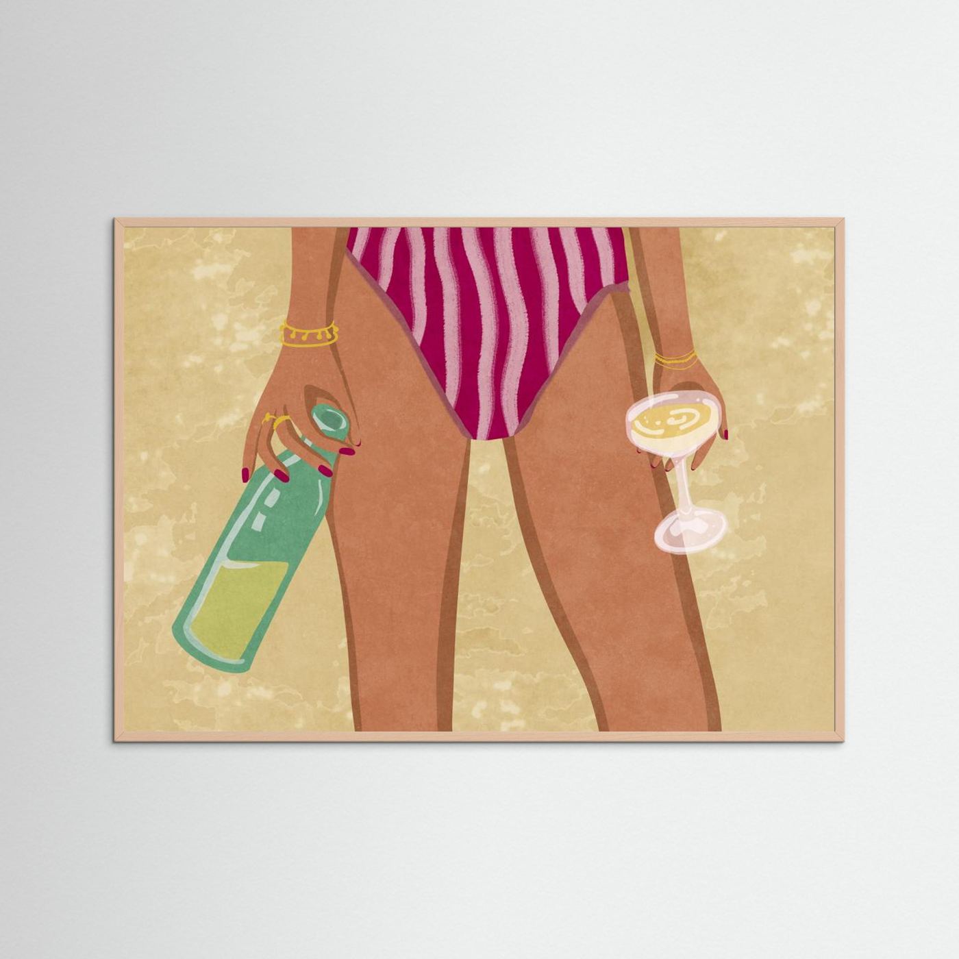 Girl with wine at the beach by Raissa Oltmanns Fine Art Paper 