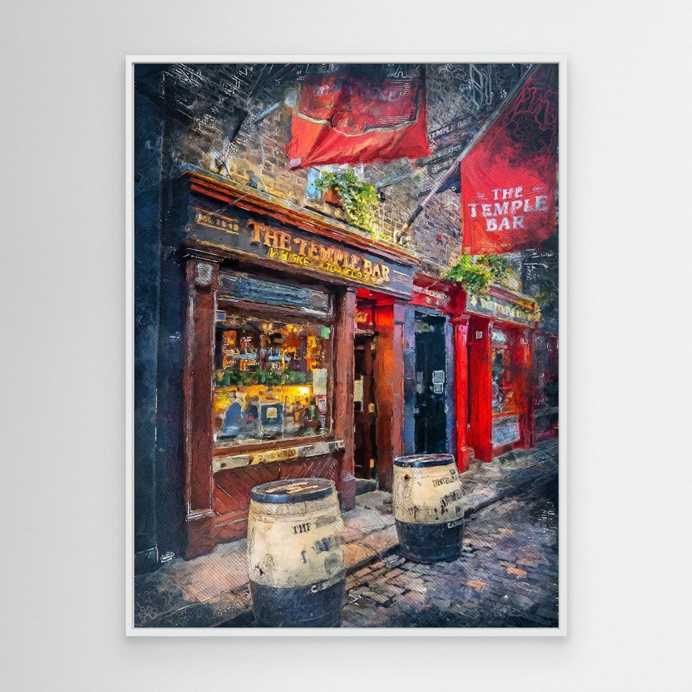 Dublin City Watercolor Art Ireland (23) by Justyna Jaszke Canvas
