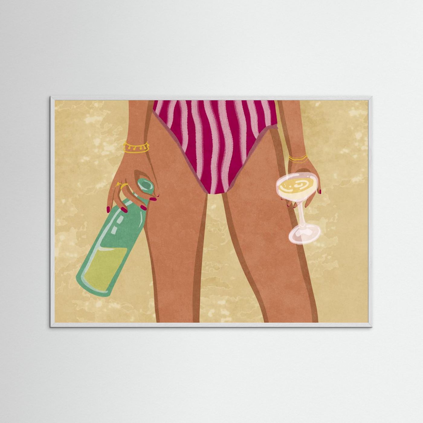 Girl with wine at the beach by Raissa Oltmanns Fine Art Paper 