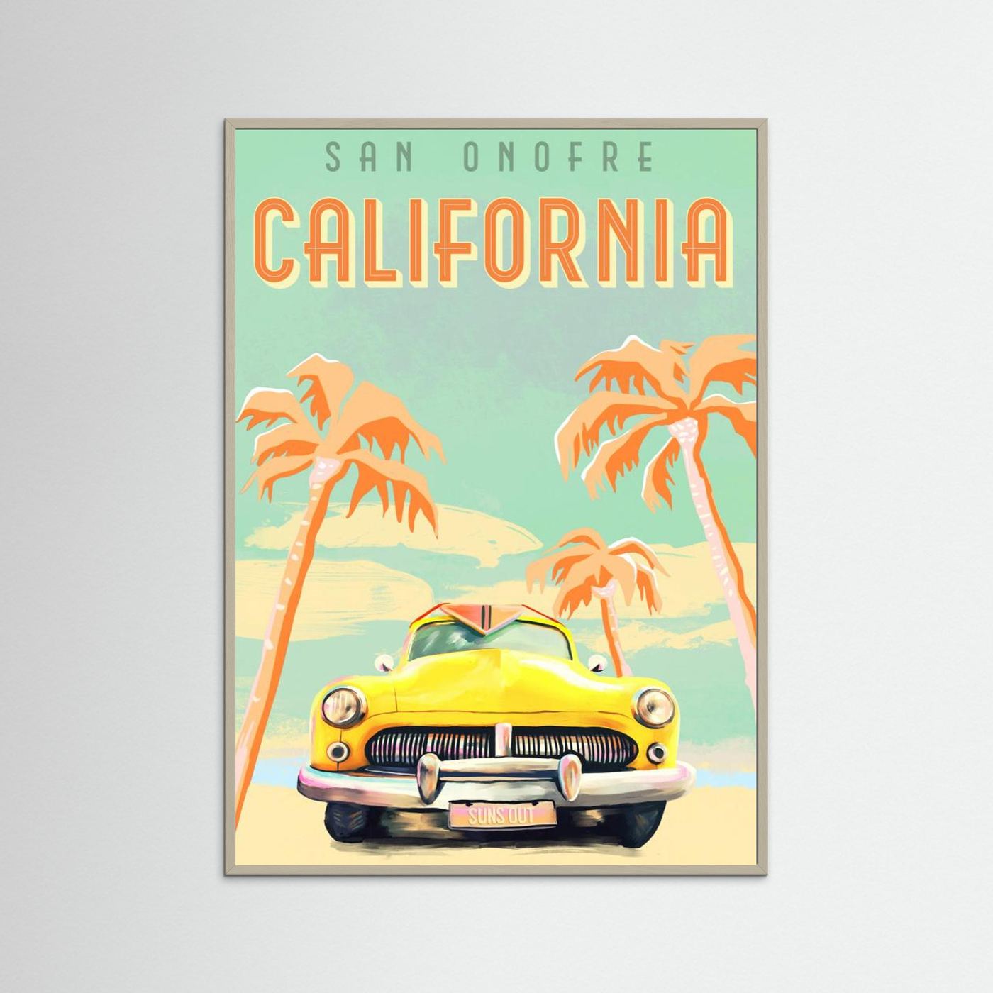 California Surf Poster by The Whiskey Ginger Fine Art Paper