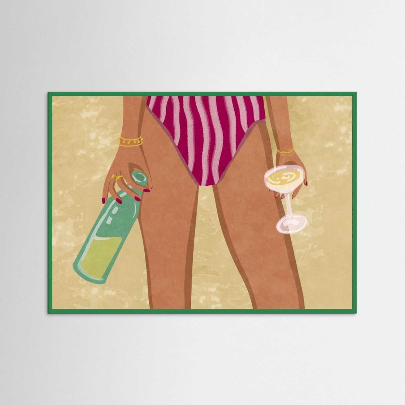 Girl with wine at the beach by Raissa Oltmanns Fine Art Paper 