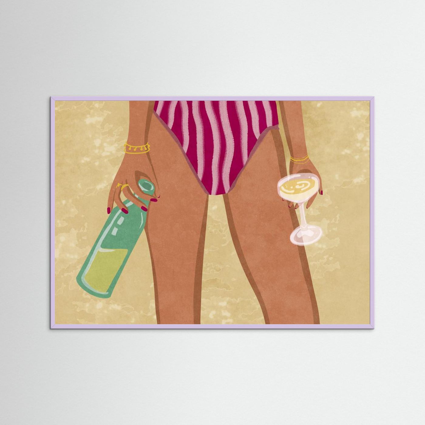 Girl with wine at the beach by Raissa Oltmanns Fine Art Paper 