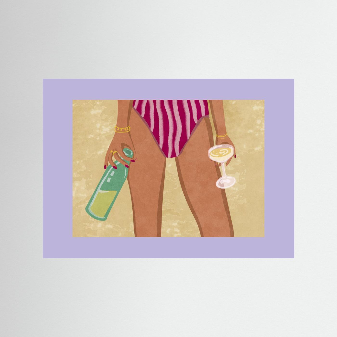 Girl with wine at the beach by Raissa Oltmanns Fine Art Paper 