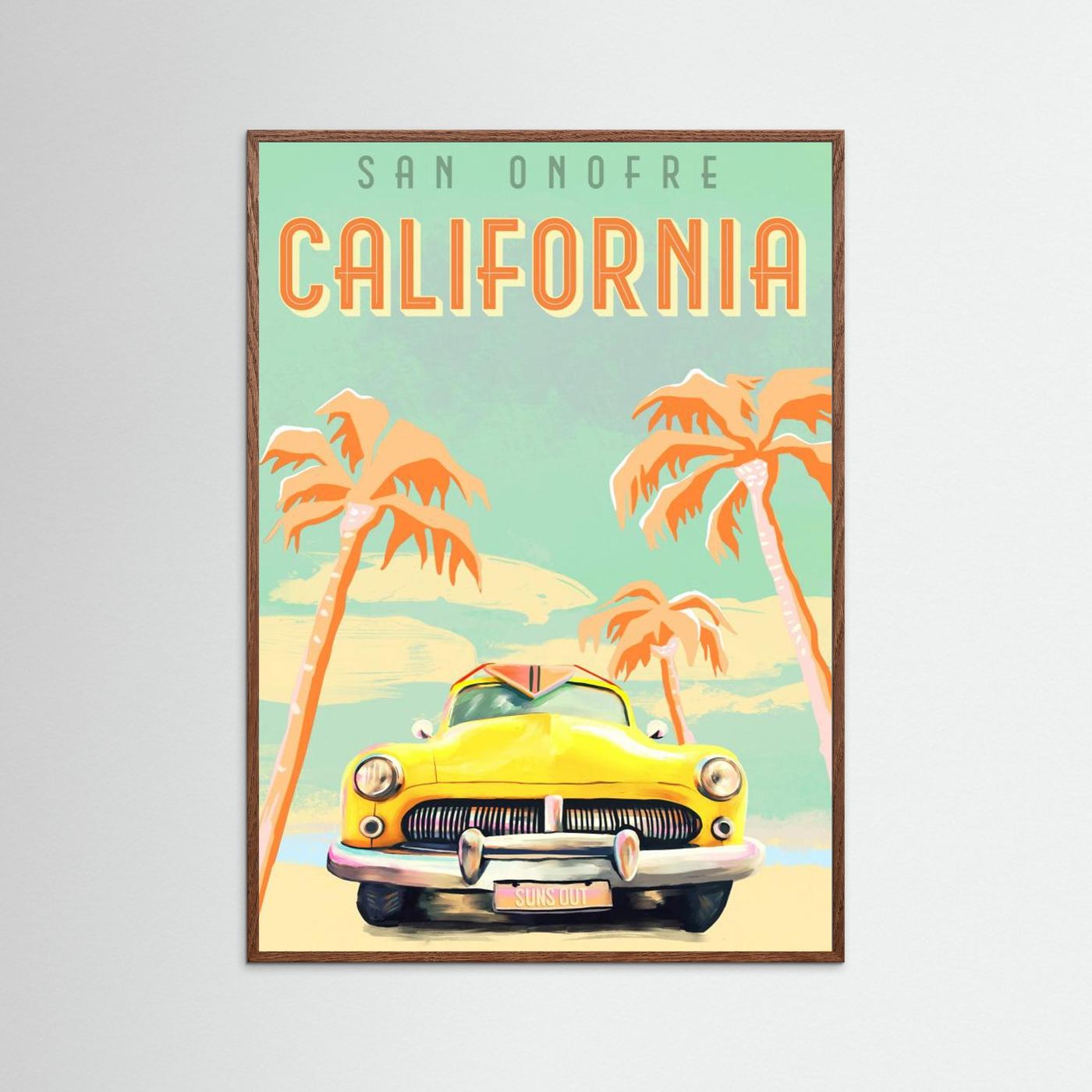 California Surf Poster by The Whiskey Ginger Fine Art Paper