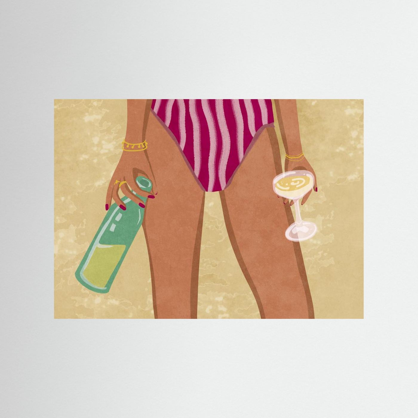 Girl with wine at the beach by Raissa Oltmanns Fine Art Paper 