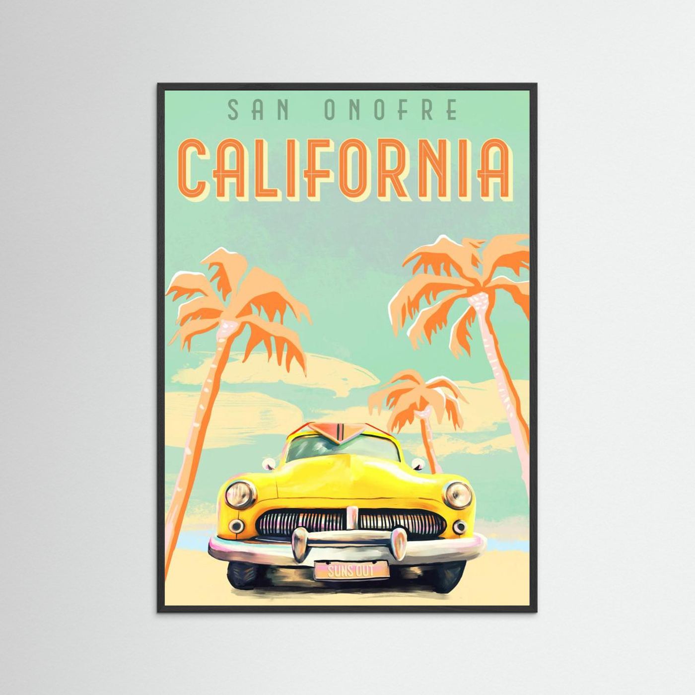 California Surf Poster by The Whiskey Ginger Fine Art Paper