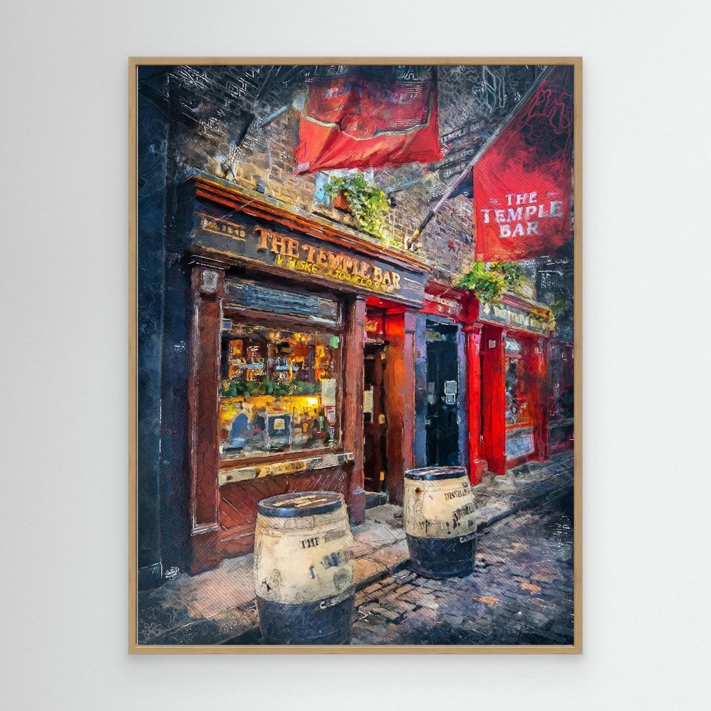 Dublin City Watercolor Art Ireland (23) by Justyna Jaszke Canvas