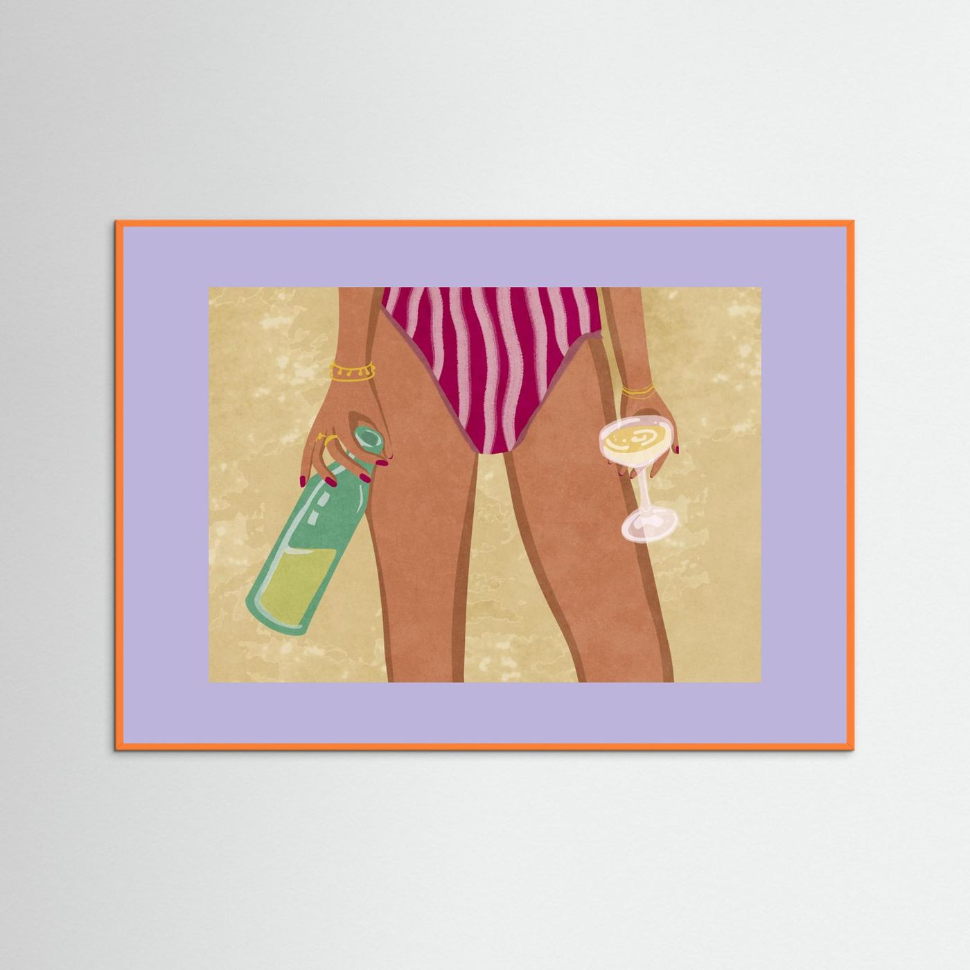 Girl with wine at the beach by Raissa Oltmanns Fine Art Paper 
