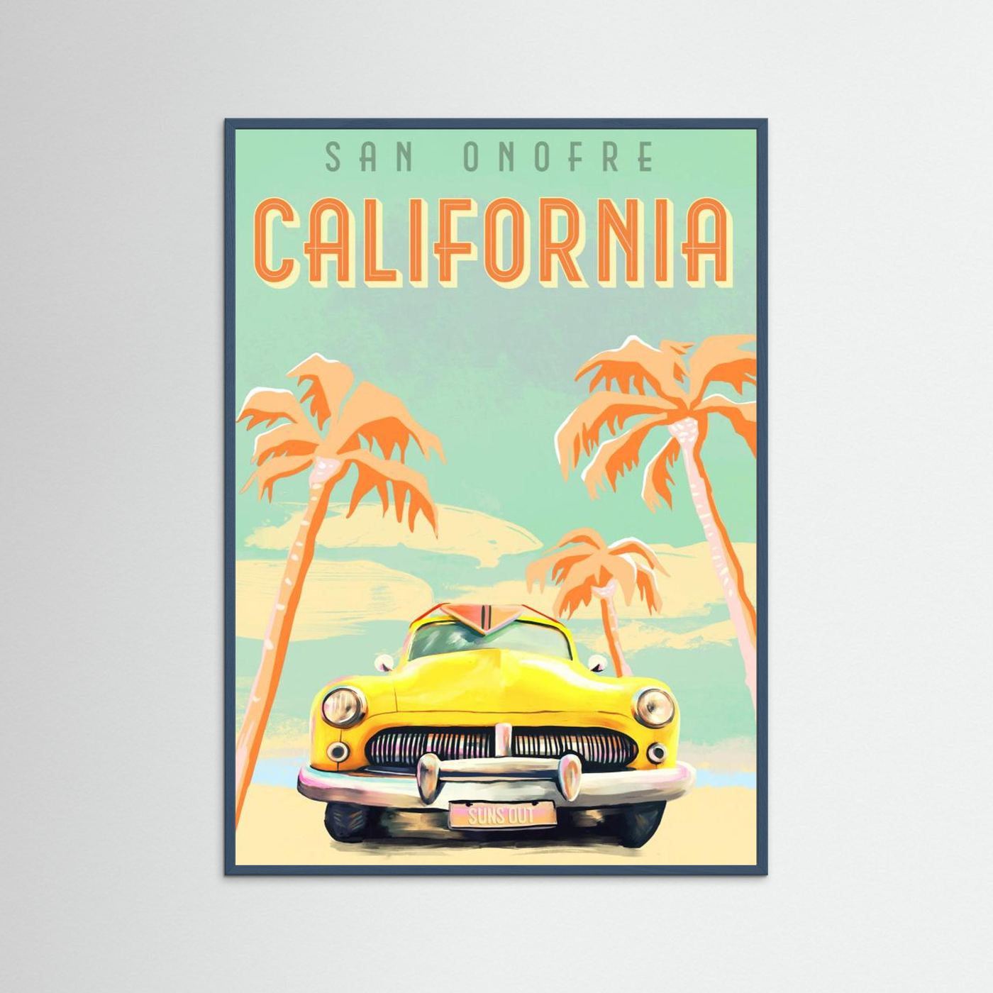 California Surf Poster by The Whiskey Ginger Fine Art Paper