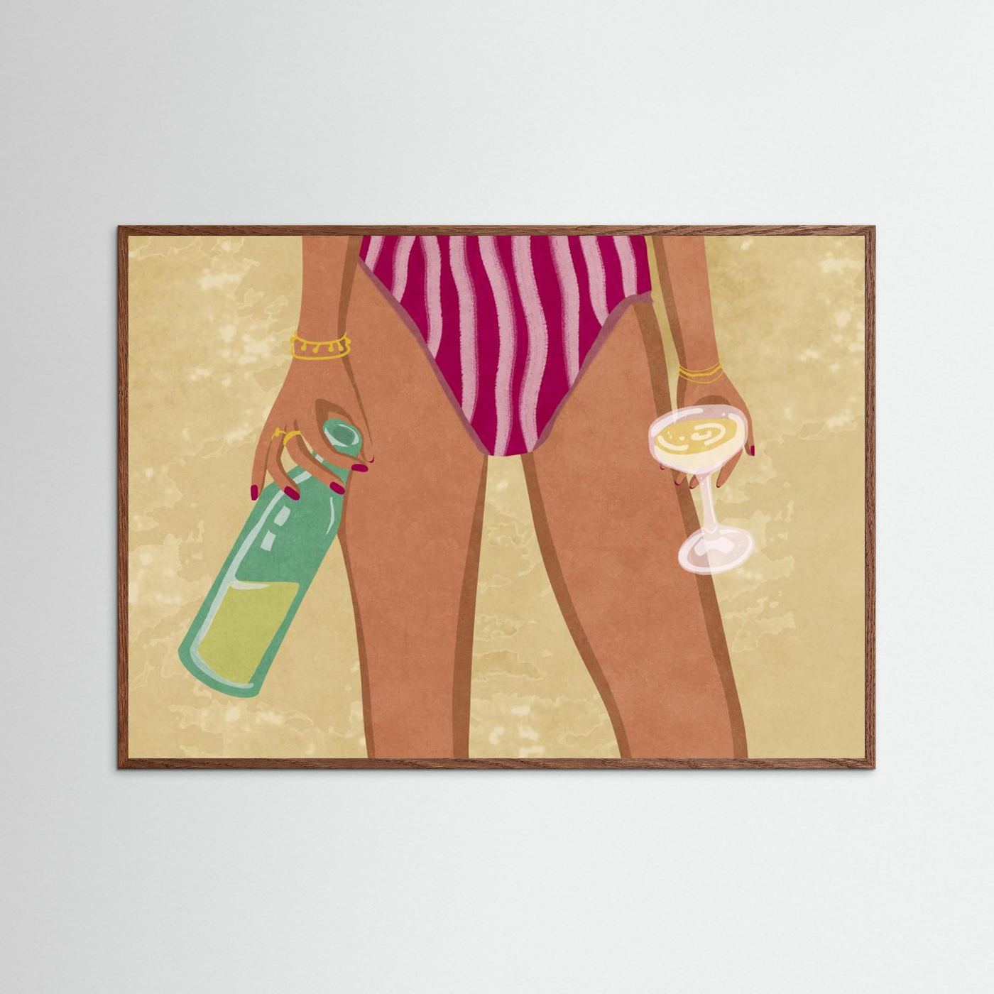 Girl with wine at the beach by Raissa Oltmanns Fine Art Paper 