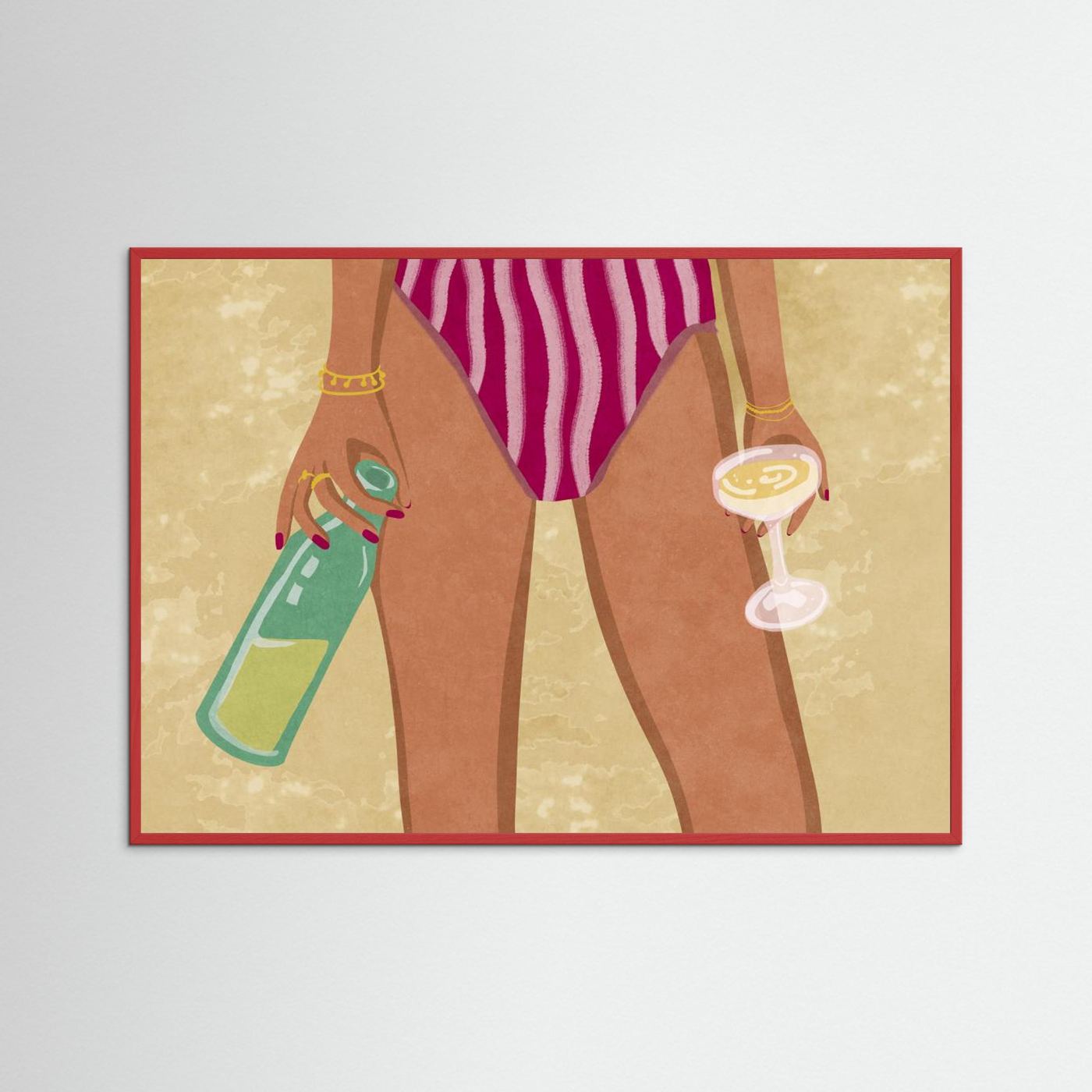 Girl with wine at the beach by Raissa Oltmanns Fine Art Paper 