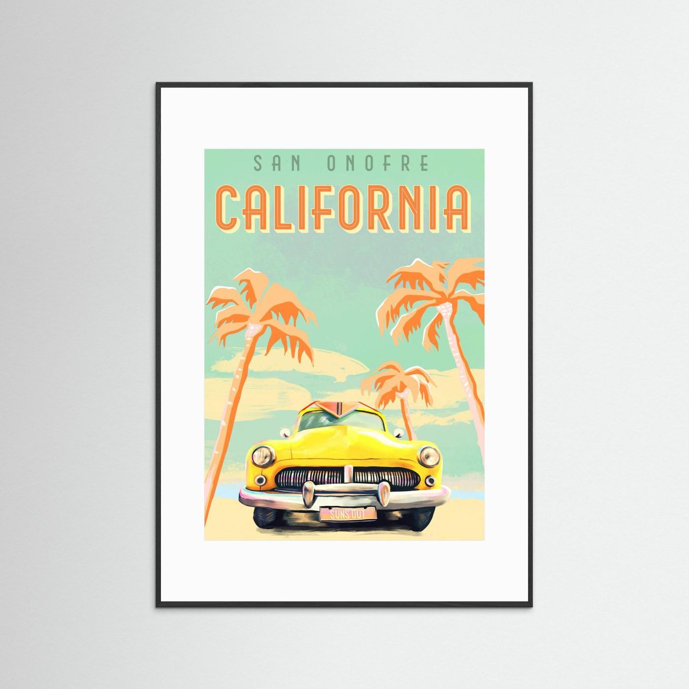 California Surf Poster by The Whiskey Ginger Fine Art Paper
