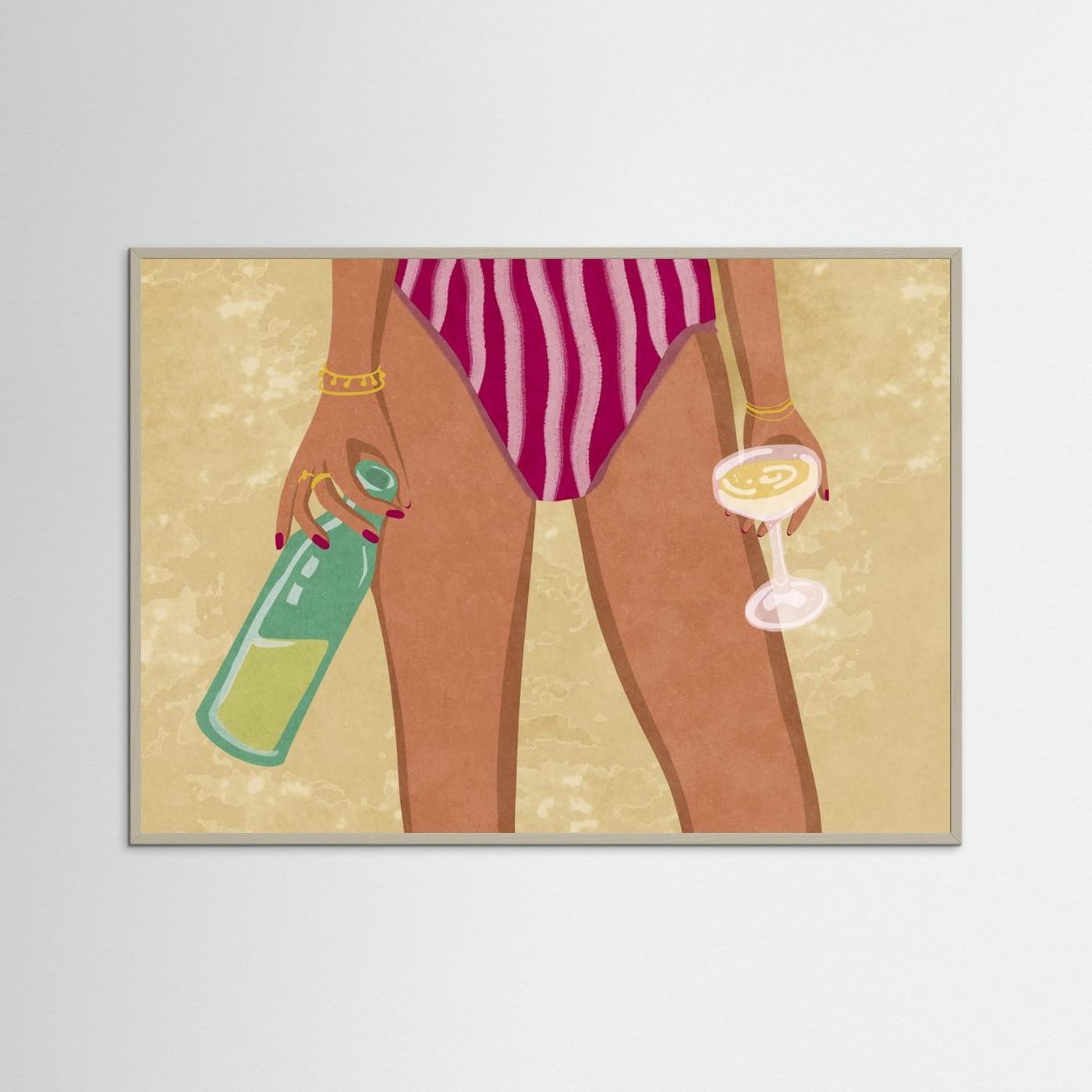 Girl with wine at the beach by Raissa Oltmanns Fine Art Paper 
