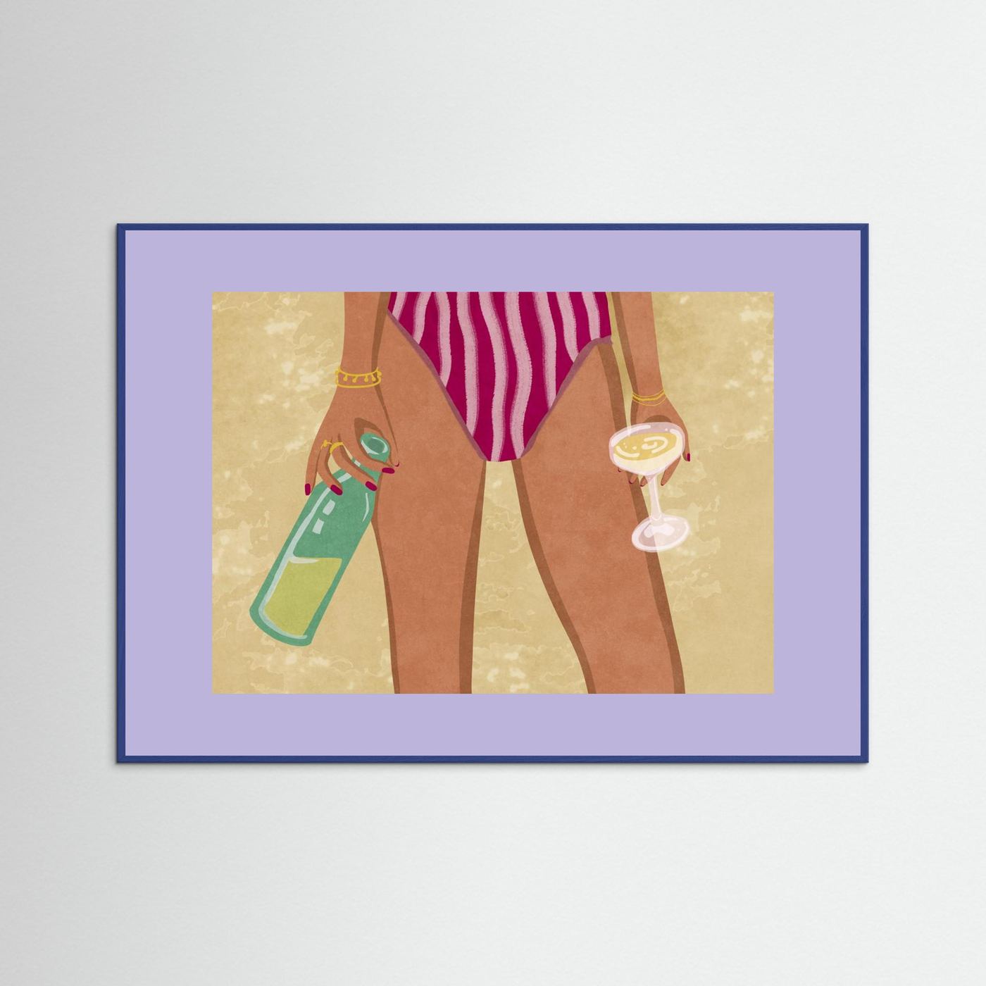 Girl with wine at the beach by Raissa Oltmanns Fine Art Paper 