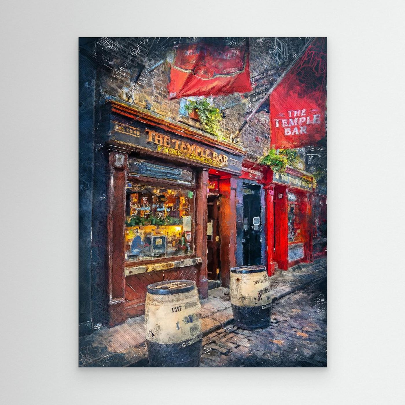 Dublin City Watercolor Art Ireland (23) by Justyna Jaszke Canvas