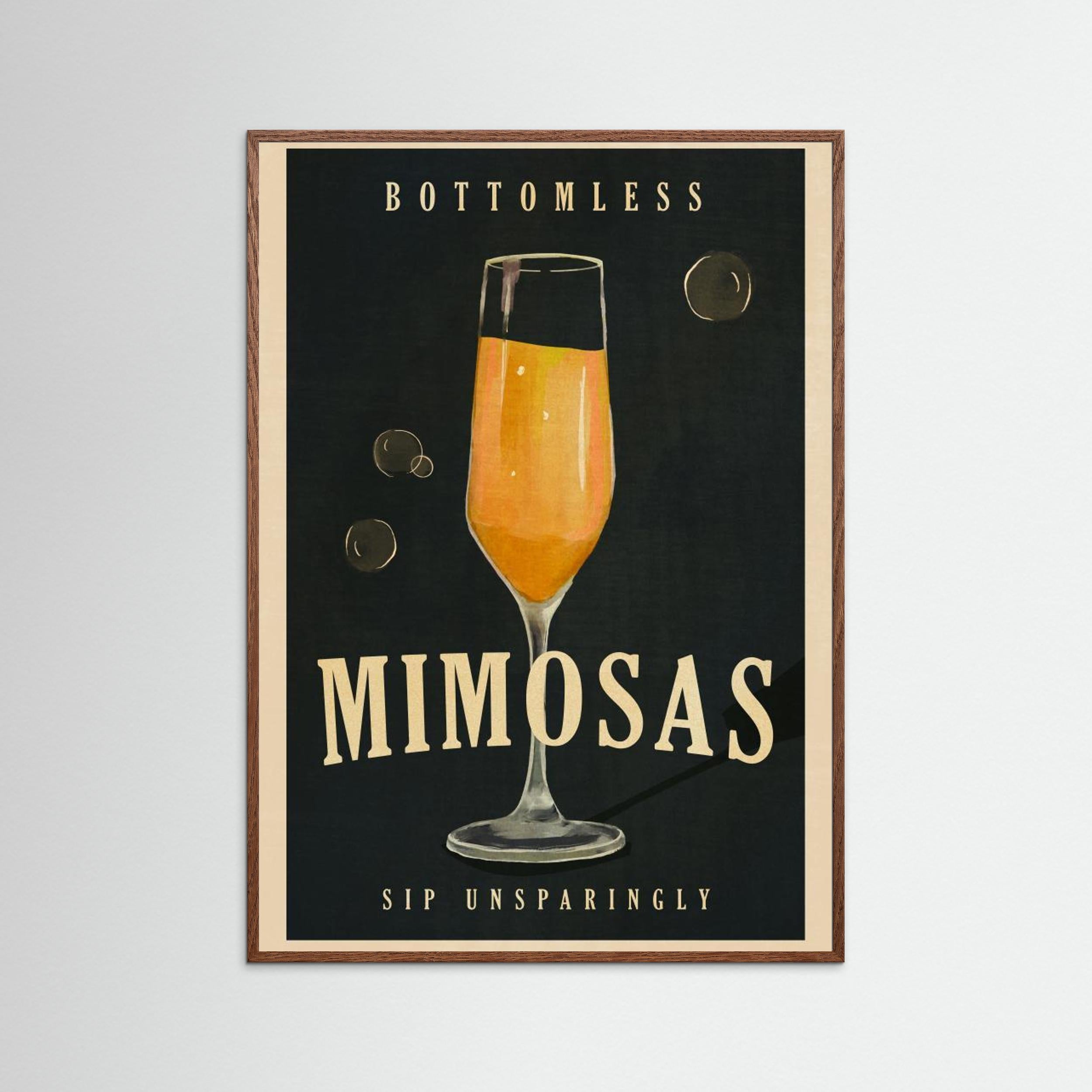 Bottomless Mimosas Art Deco Cocktail Bar Art by The Whiskey Ginger