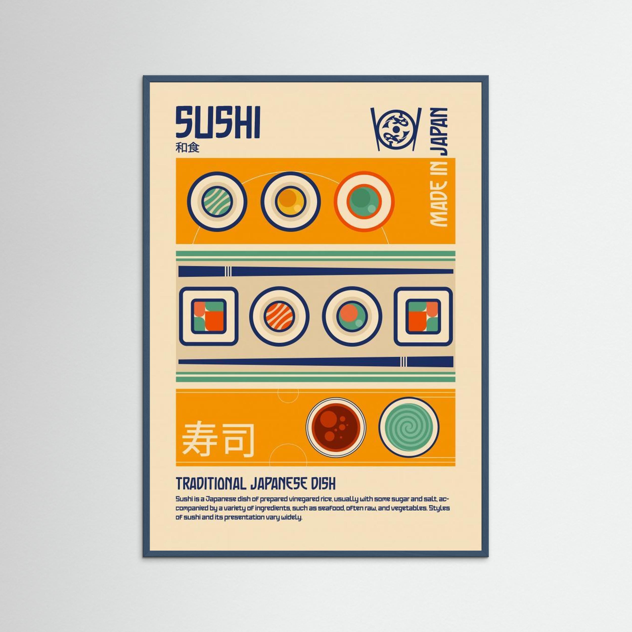 Sushi Japanese Food Print by Retrodrome