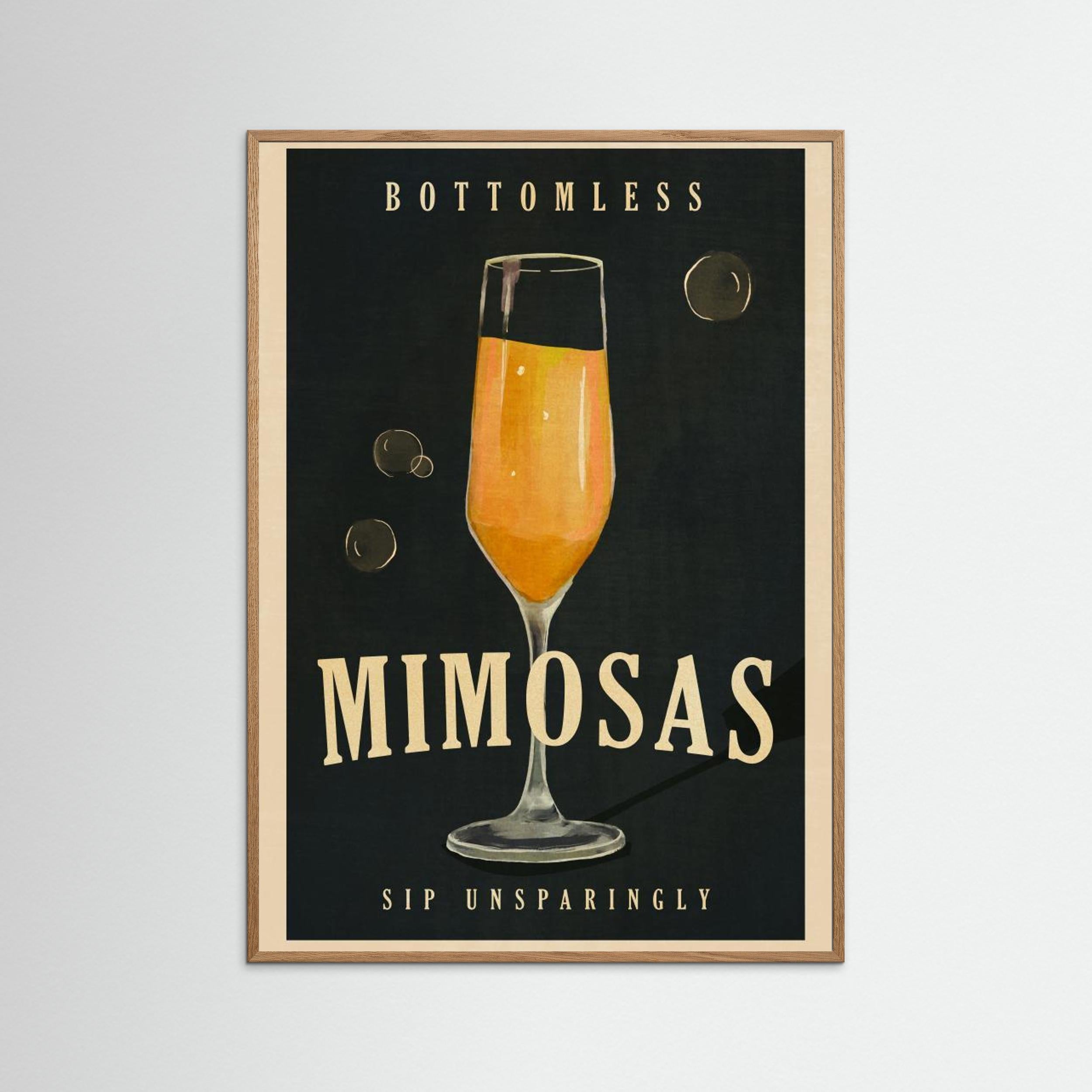 Bottomless Mimosas Art Deco Cocktail Bar Art by The Whiskey Ginger