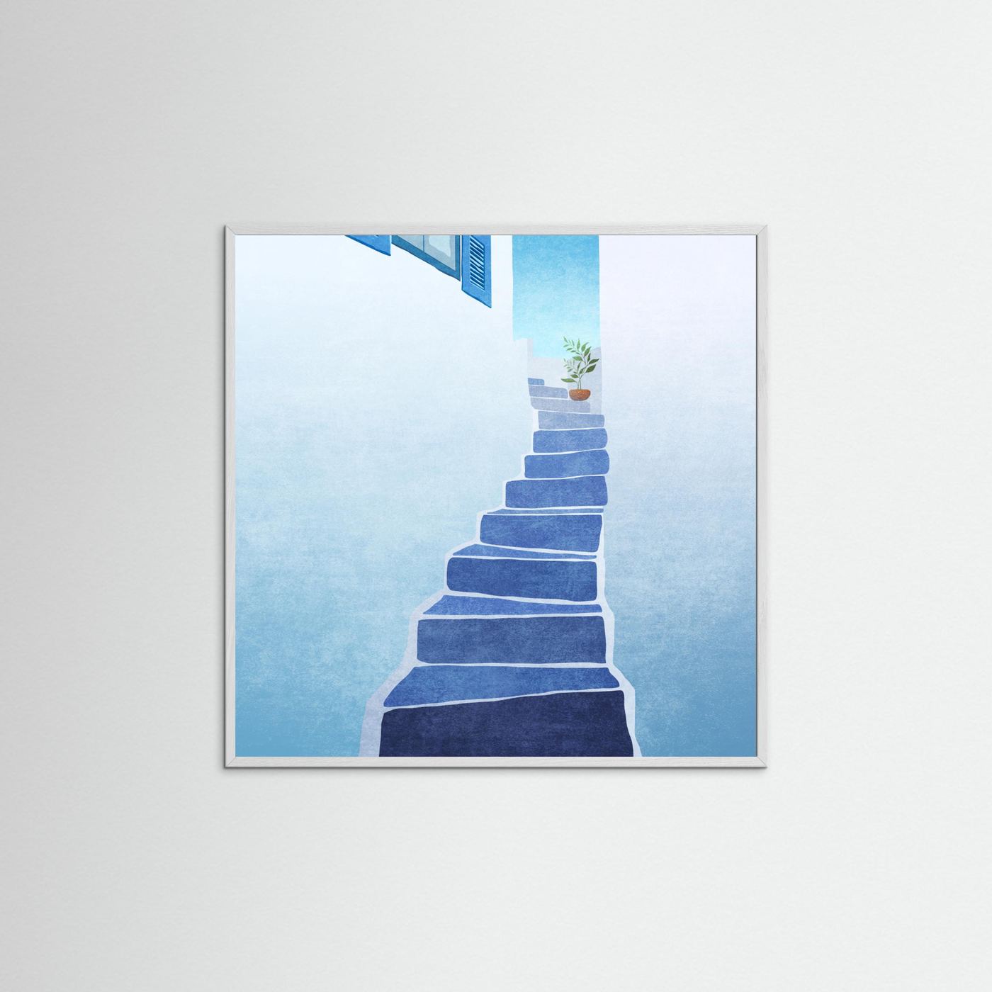 Greece Stairs by Emel Tunaboylu Fine Art Paper