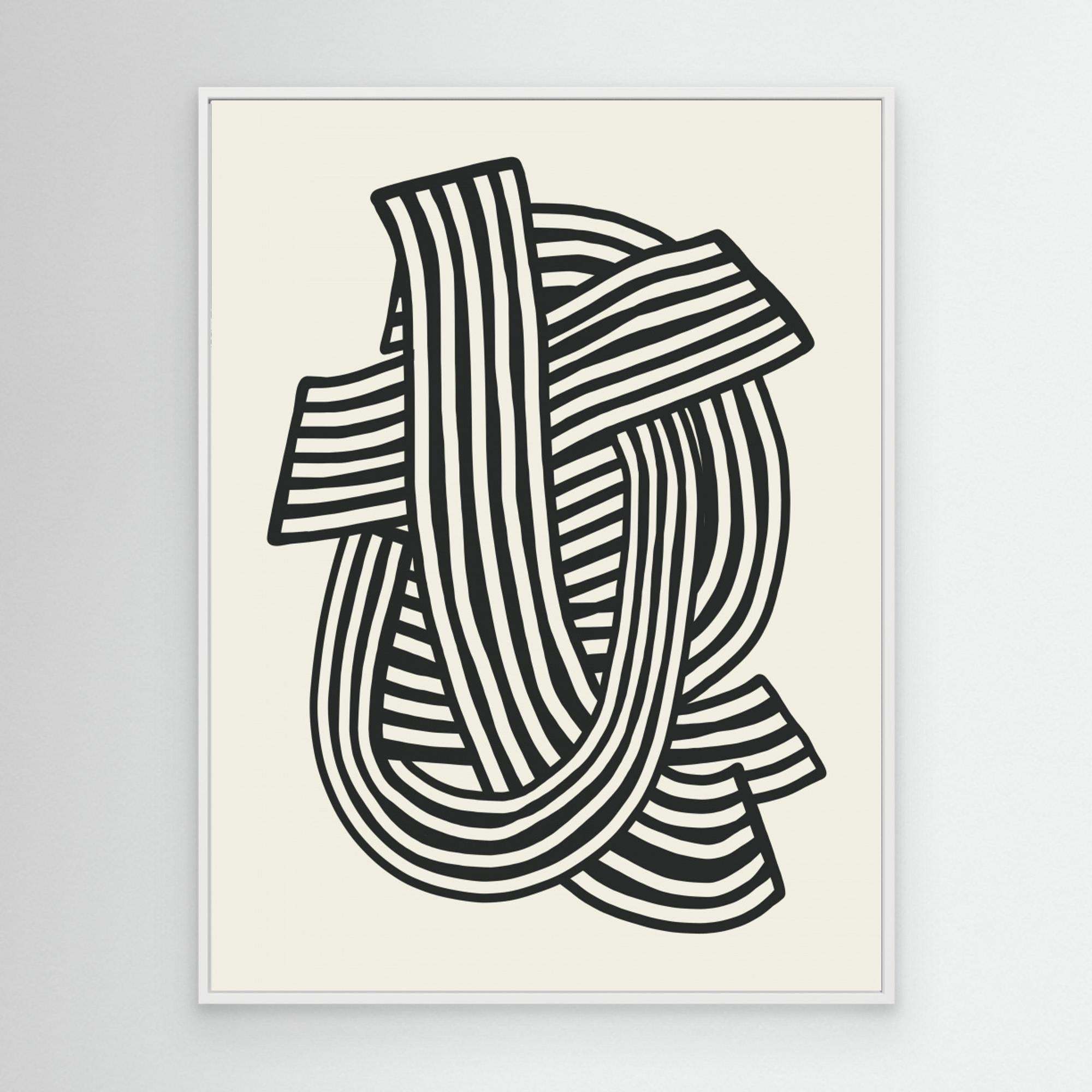 Striped Abstract In Black by Little Dean Canvas