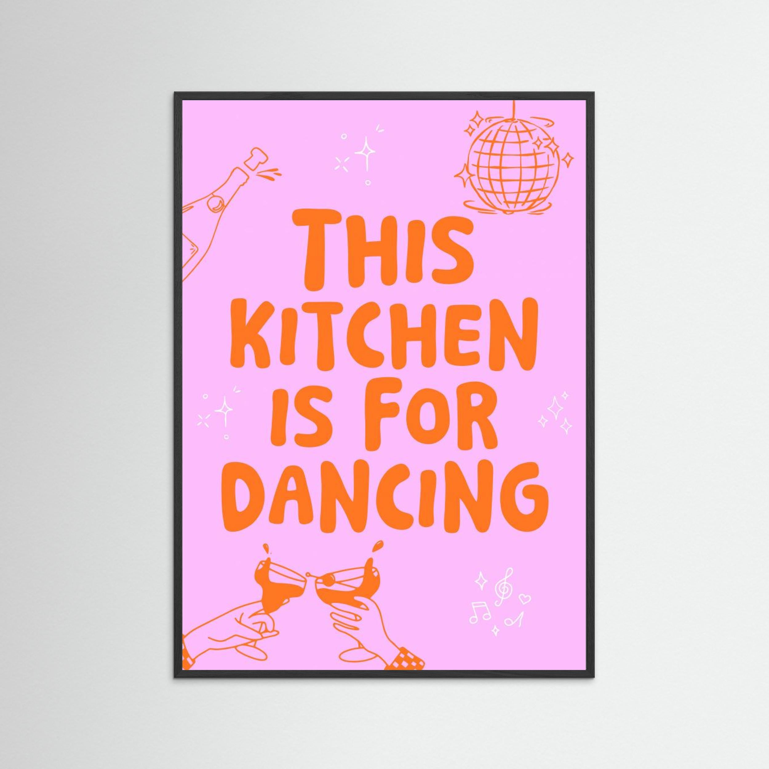 This kitchen is for dancing - pink/orange by Ohkimiko Fine Art Paper 